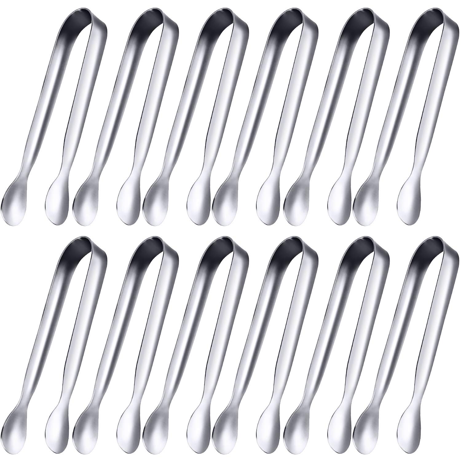 Gejoy 12 Pieces Mini Tongs Small Serving Tongs Stainless Steel Mini Sugar Tongs For Charcuterie Board Appetizers Dessert Serving