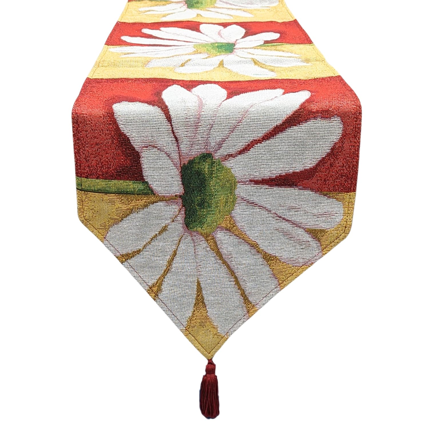 Tache Home Fashion Db9046Tr-13X48 Colorful Red & Yellow Daisy Flower Loves Me Not Tapestry Table Runner 48 Inch