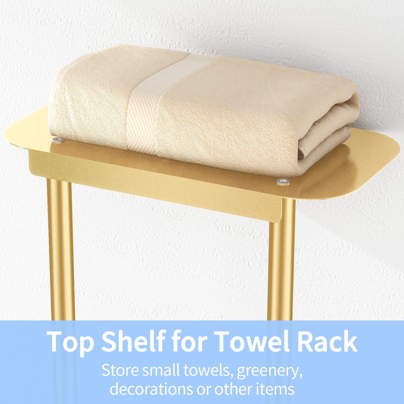 Stwwo Towel Racks For Bathroom With Shower Caddy With Metal Shelf, 36.4 Inch Bathroom Towel Storage Wall Mounted, Gold