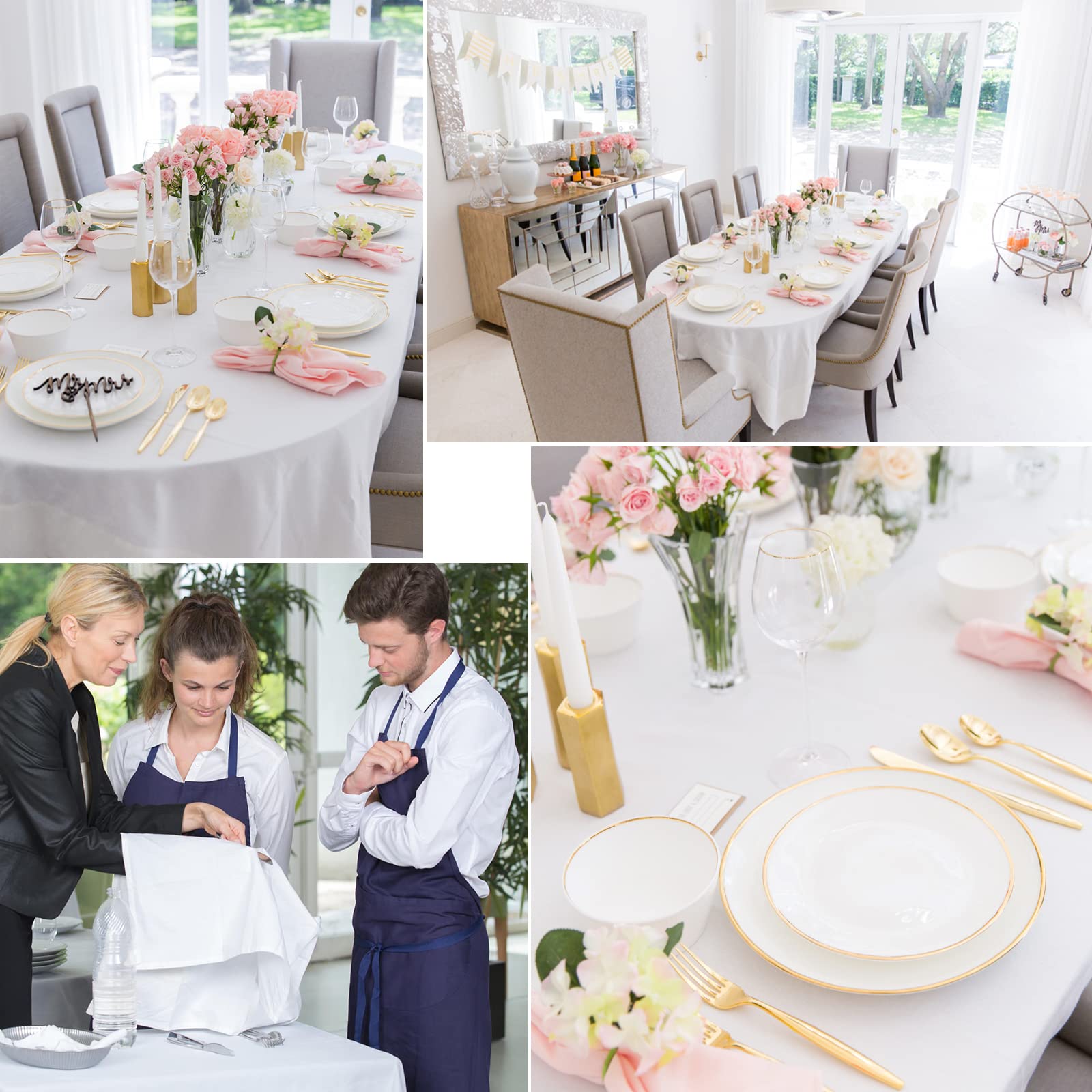 6 Pack Polyester Tablecloths, White 60 X 126 Inch Polyester Table Cloth For 8 Foot Rectangle Tables, Stain And Wrinkle Resistant