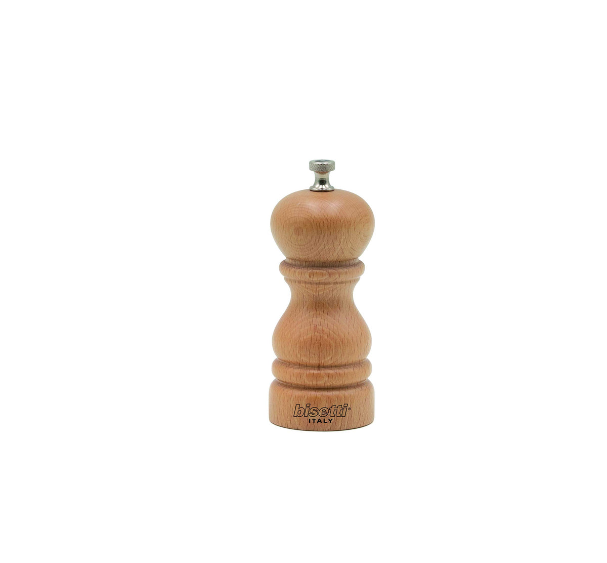 Bisetti Roma 5.12 Inch Beech Wood Salt Mill With Adjustable Grinder, Natural Finish