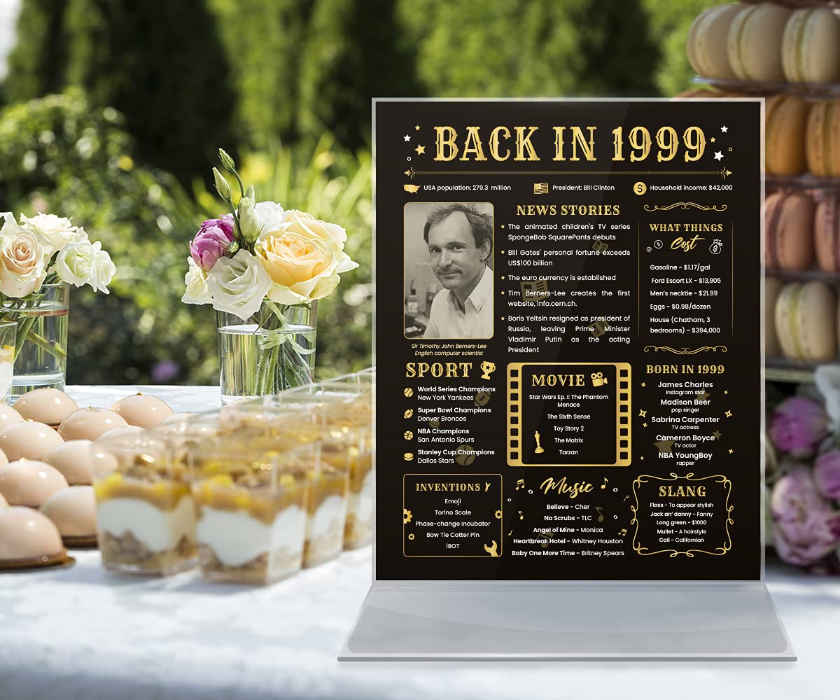 Back In 1999 Birthday Card - 25Th Birthday Gift For Women Or Men - 25Th Birthday Decoration For Her Or Him - Funny Table Centerp
