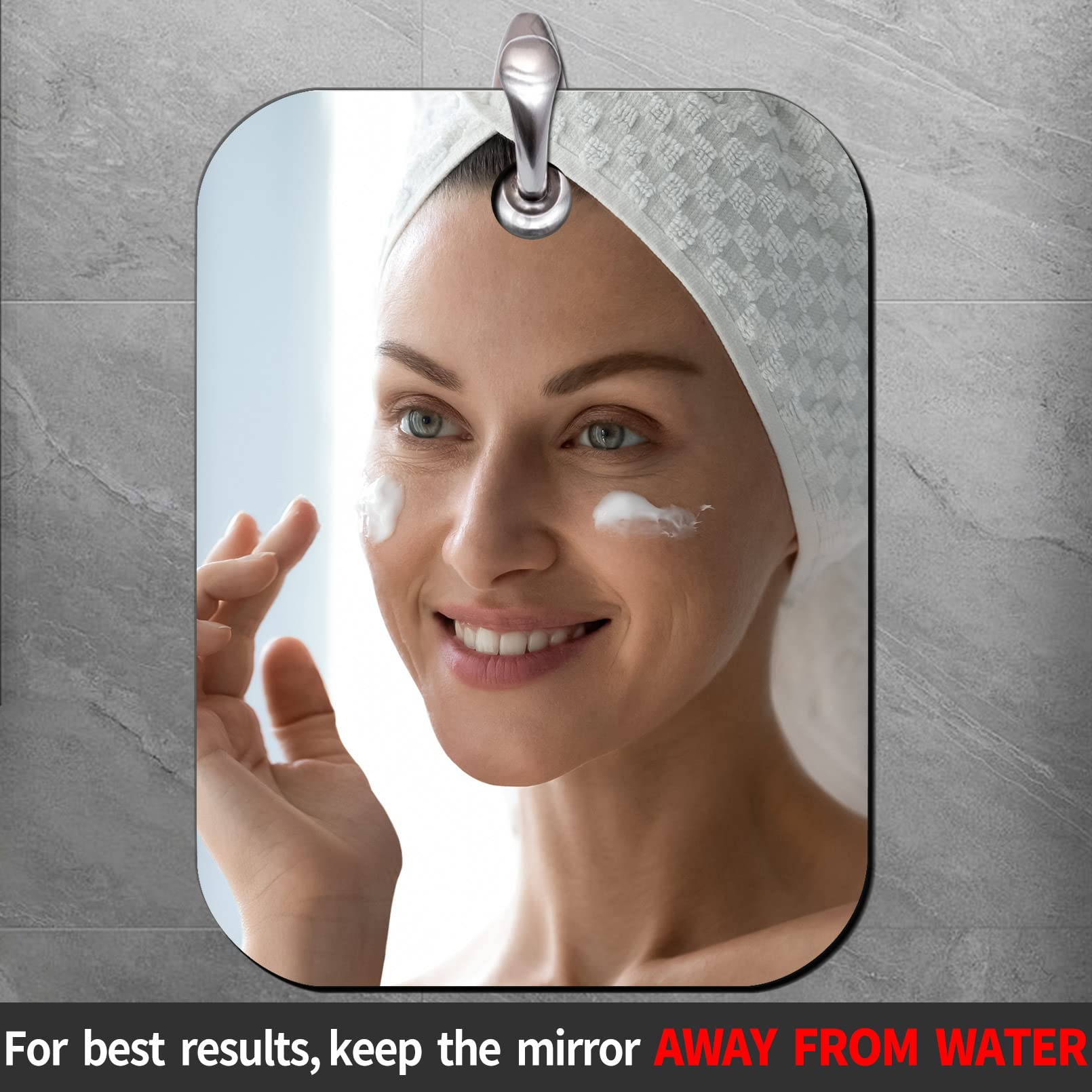 SHATTER MIRROS Fogless Shower Mirror for Shaving, 8"x6", Silver, Wall Mounted, Portable, Unbreakable, 2-Pack