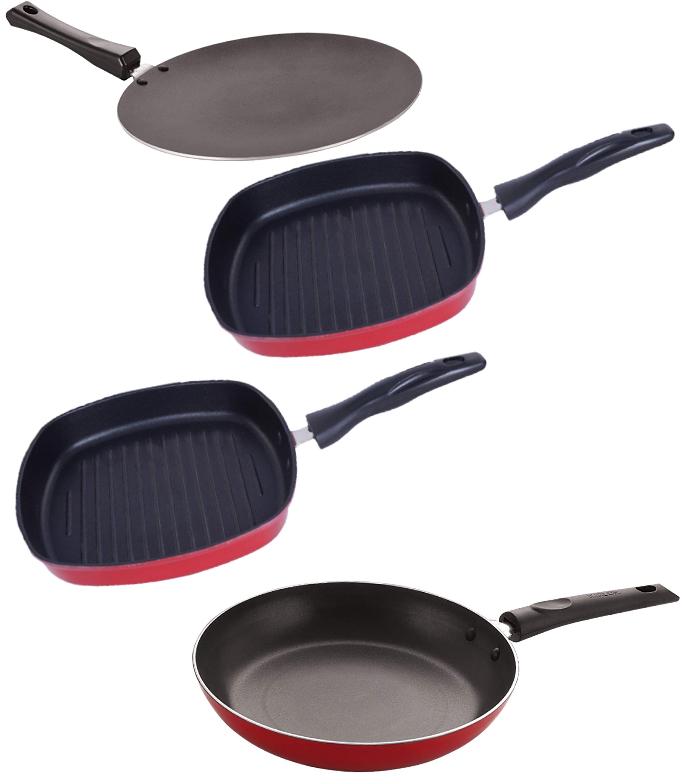 Nirlon Kitchenware Non Stick Aluminium Cookware Gift Set Of 4 Pieces (2.6Mm_Ct12_Gp(22.5)_Gp(24)_Tp24)