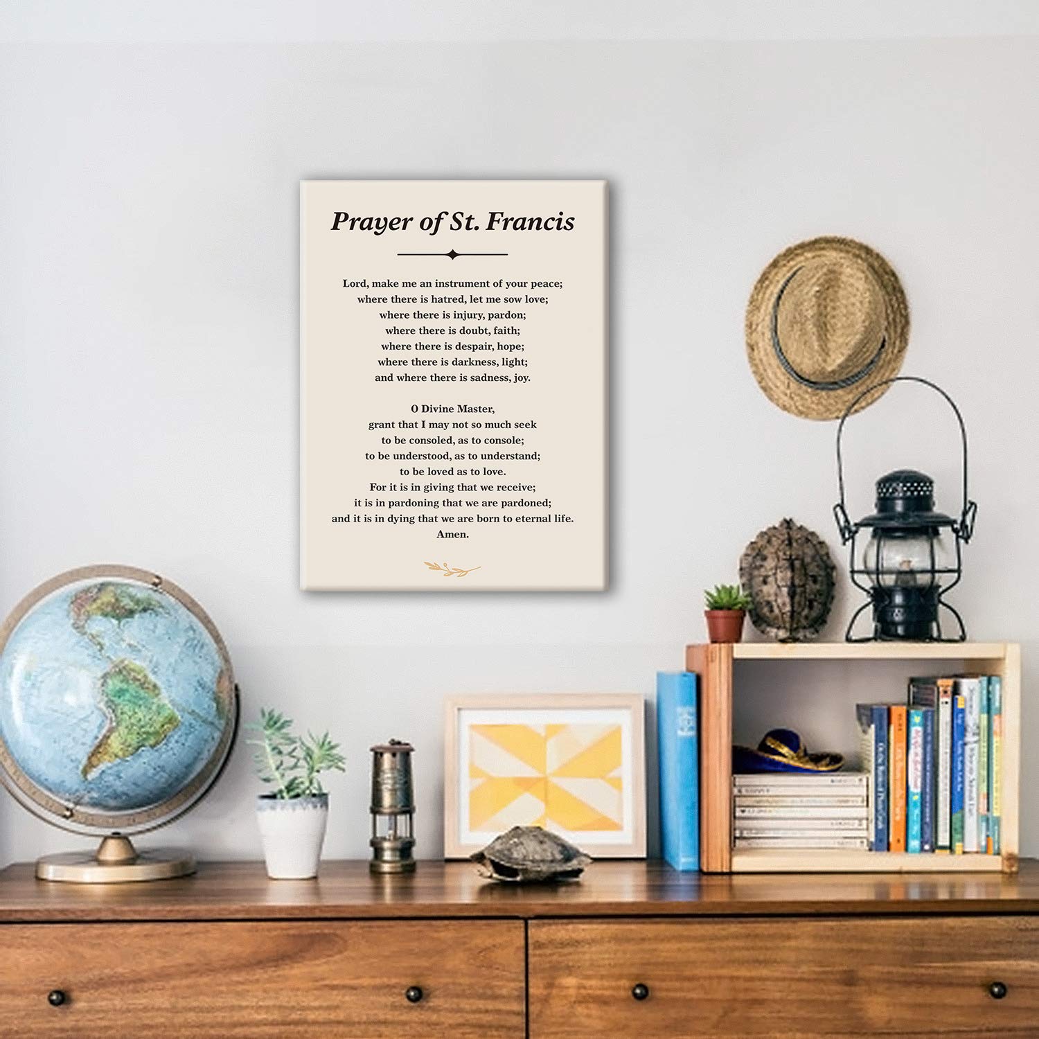 Inspirational Prayer Of St. Francis Quote Saint Francis Peace Prayer Poster Canvas Wall Art Painting Ready To Hang For Homebedro