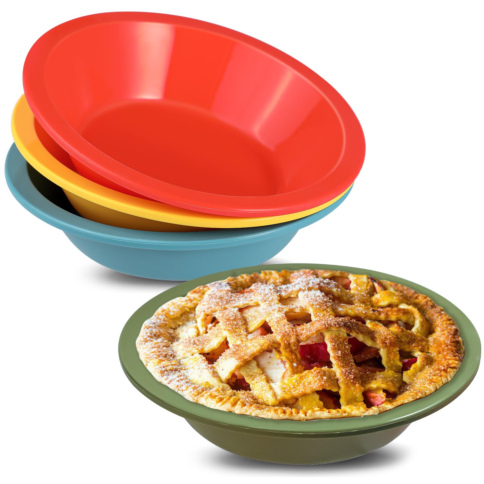 Webake 5 Inch Silicone Mini Pie Pans for Baking, Nonstick Small Tart Pan Quiche Baking Dish, BPAFree Set of 4