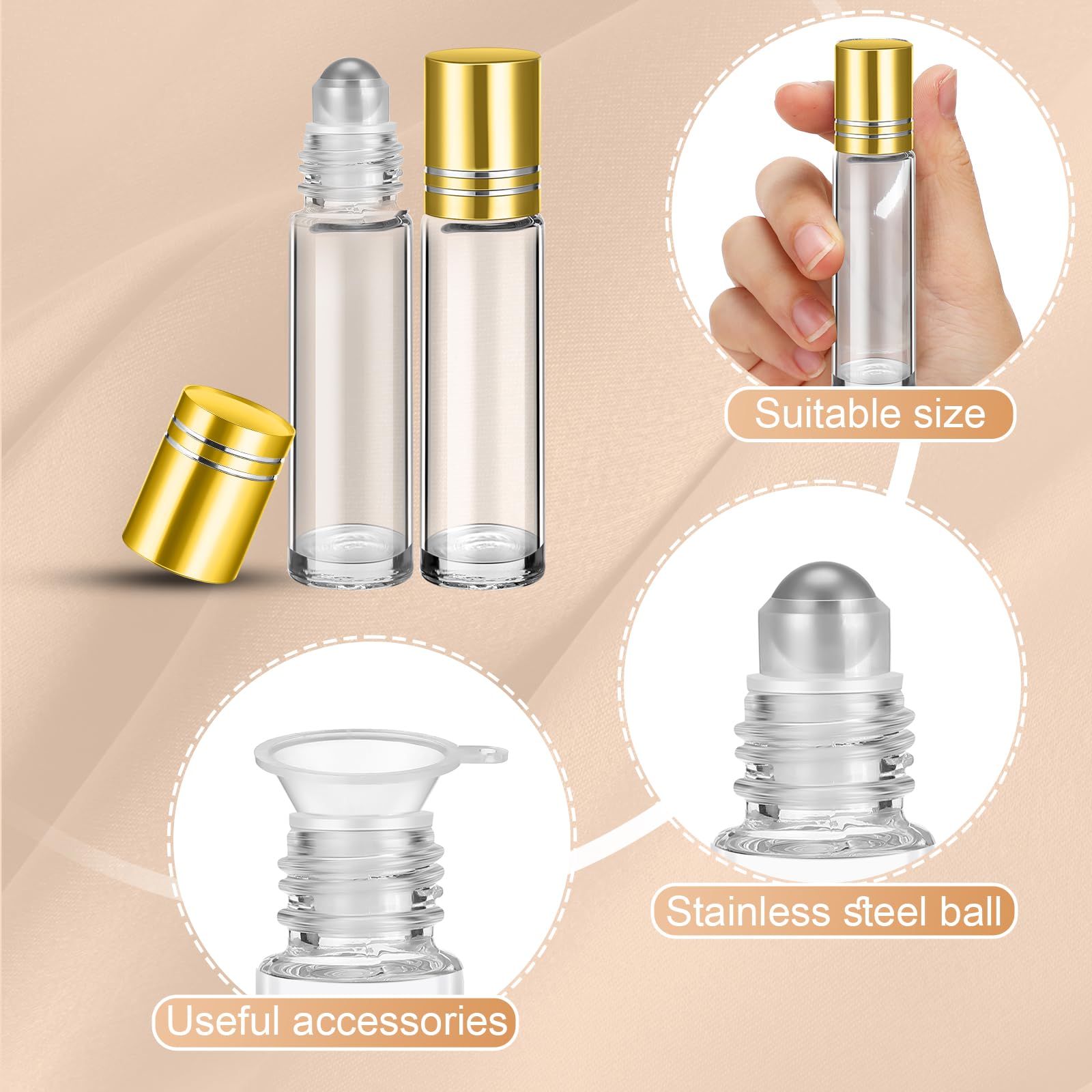 Seewey 96 Pcs Essential Oil Roller Bottles 10Ml Empty Glass Roller Bottles With Stainless Steel Roller Balls Protection Leakproo