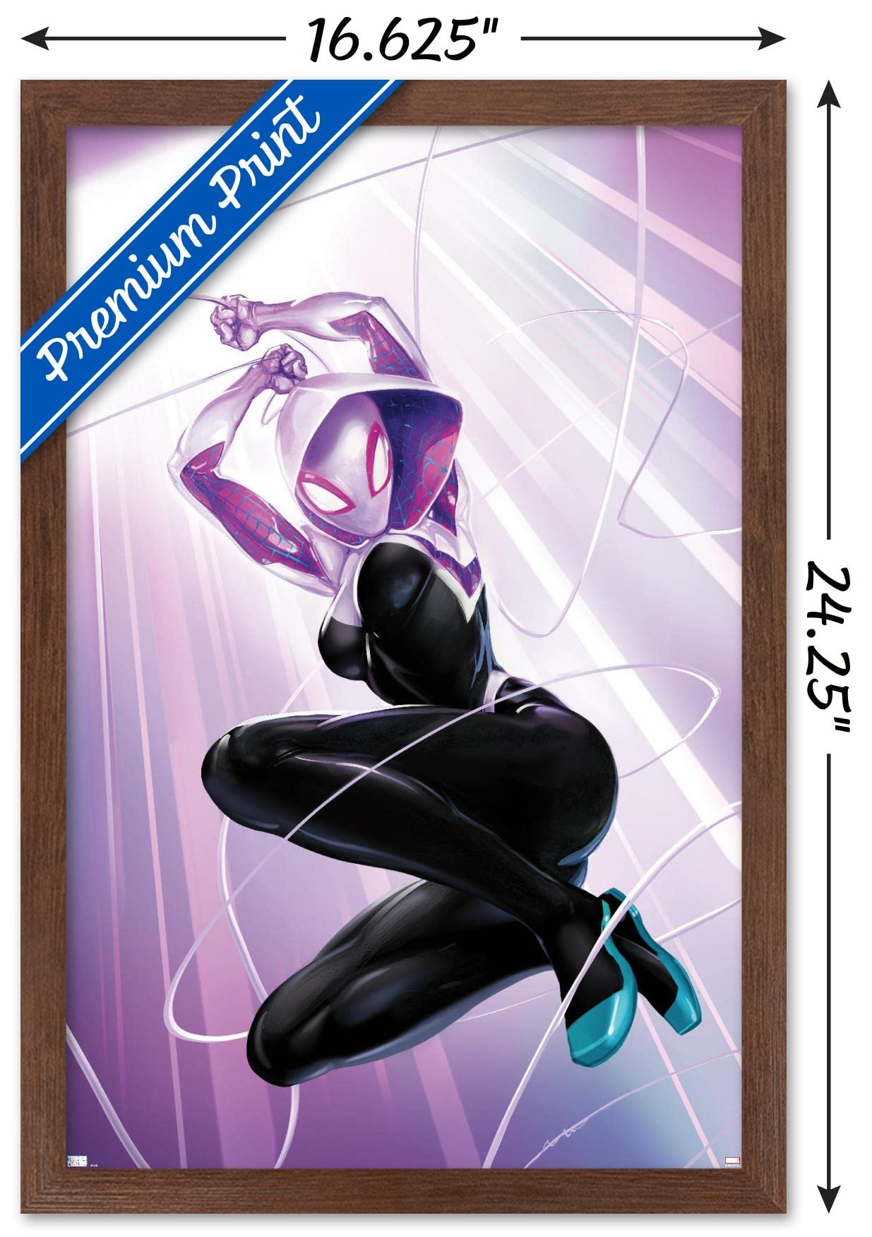 Trends International Marvel Comics - Ghost Spider - Ghost Spider #1 Wall Poster, 14.72'' X 22.37'', Mahogany Framed Version