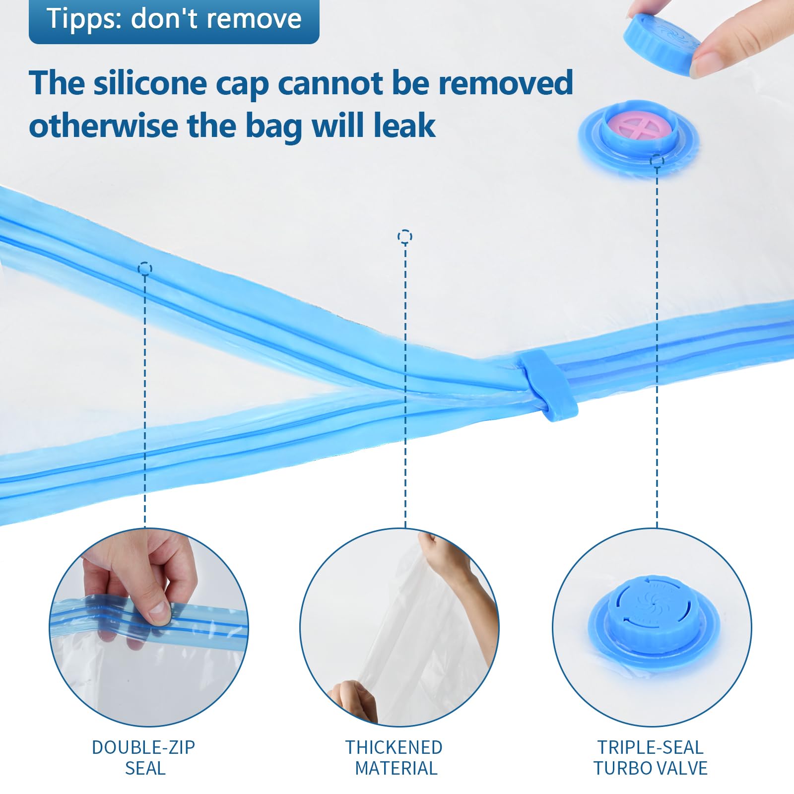 Hotbag Large Vacuum Storage Bags With Electric Pump 25Pack(5 Jumbo/5 Large/5 Medium/5 Small/5 Roll Up Bags) Vacuum Seal Bags For