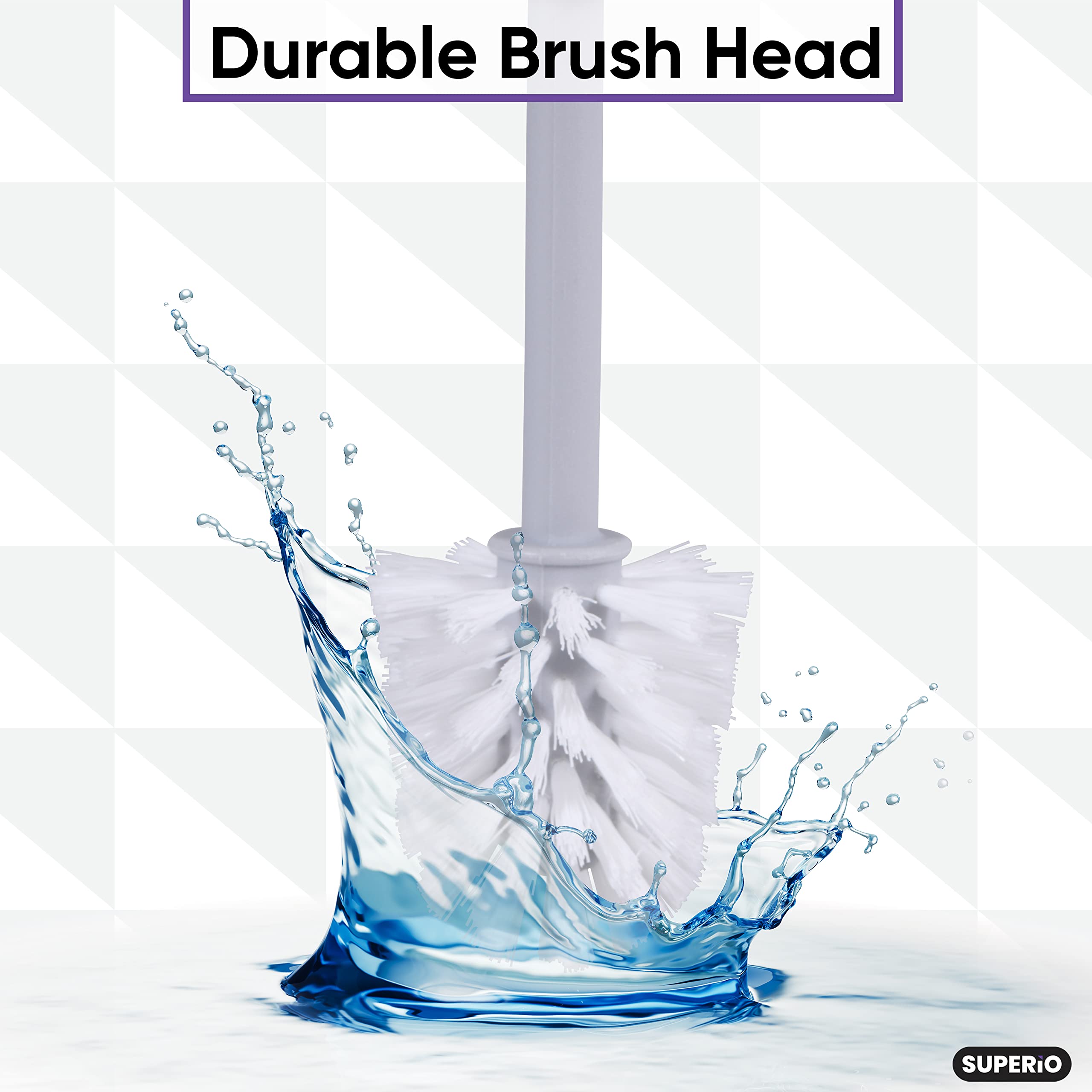 Superio Ribbed Collection - Decorative Plastic Toilet Bowl Brush And Holder Set, Grey (2 Pack) Cleaner Scrubber For Bathroom