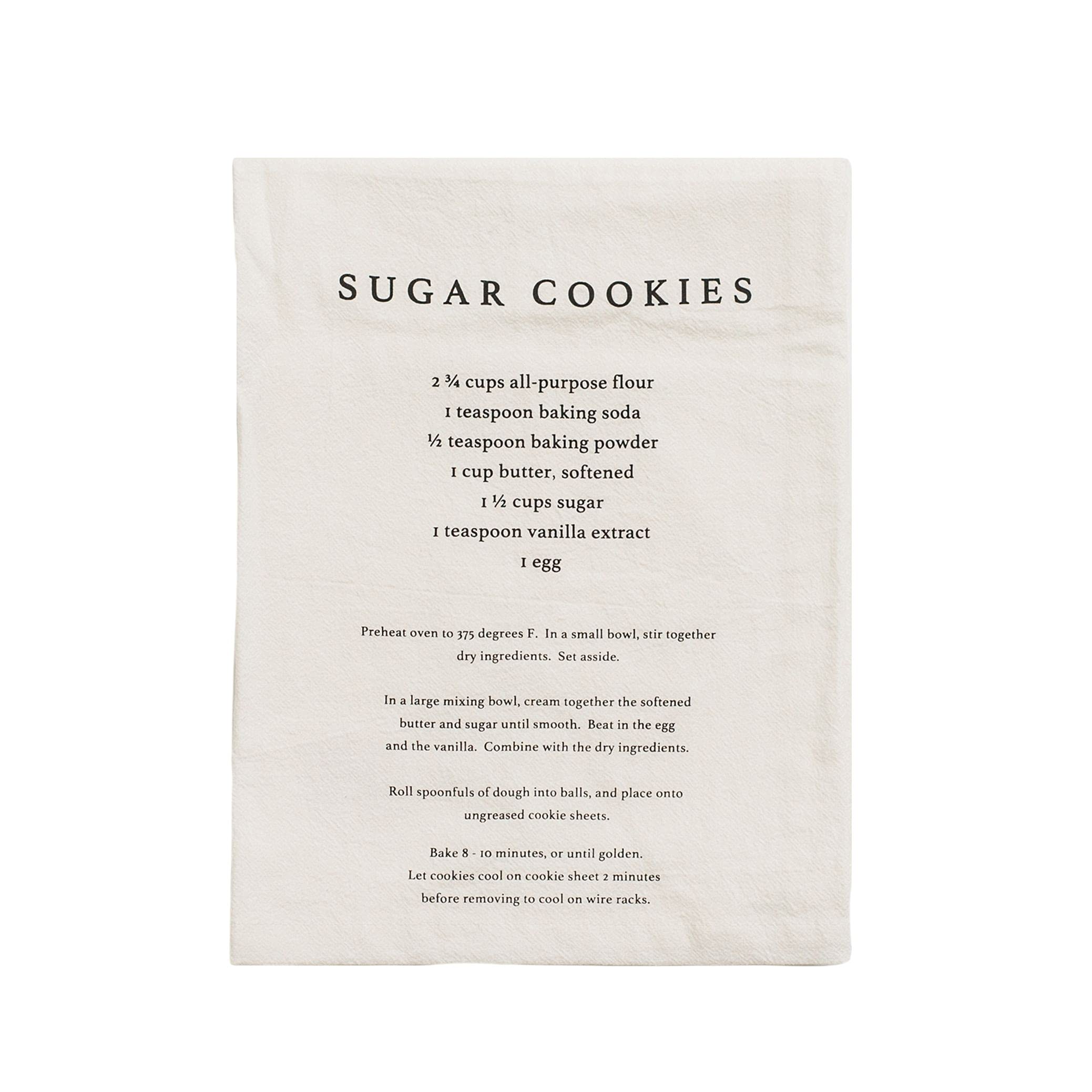 Sweet Water Decor Sugar Cookies Tea Towel | 100% Cotton | Large Size 28 X 25 Inches | Cream With Black Text | Bathroom, Kitchen,