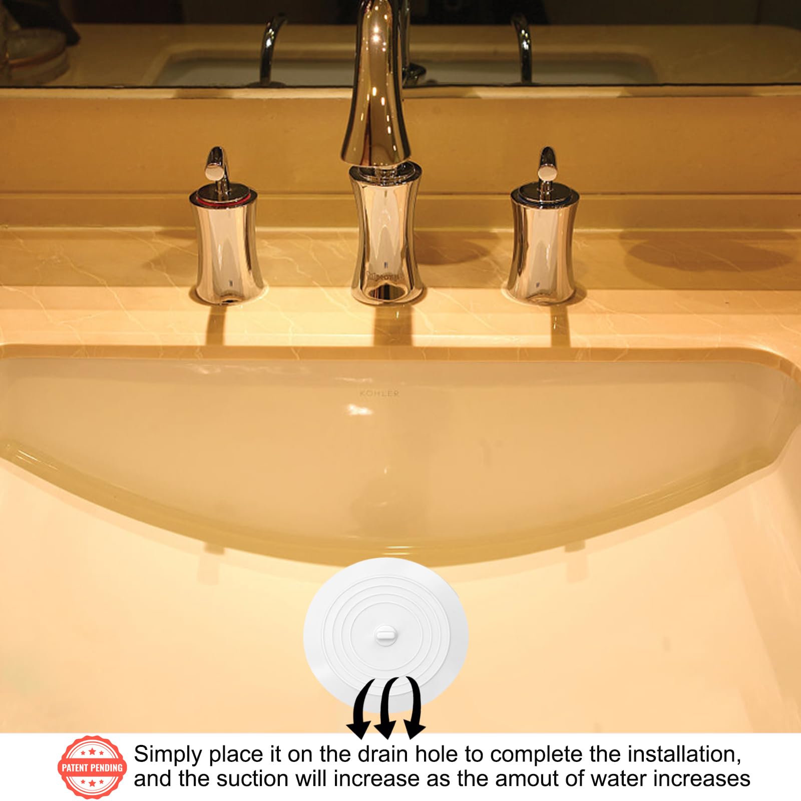 V-Top Tub Stopper 2 Pack, 6 Inches Large Silicone Drain Plug Hair Stopper Flat Suction Cover For Kitchen Bathroom Accessories An