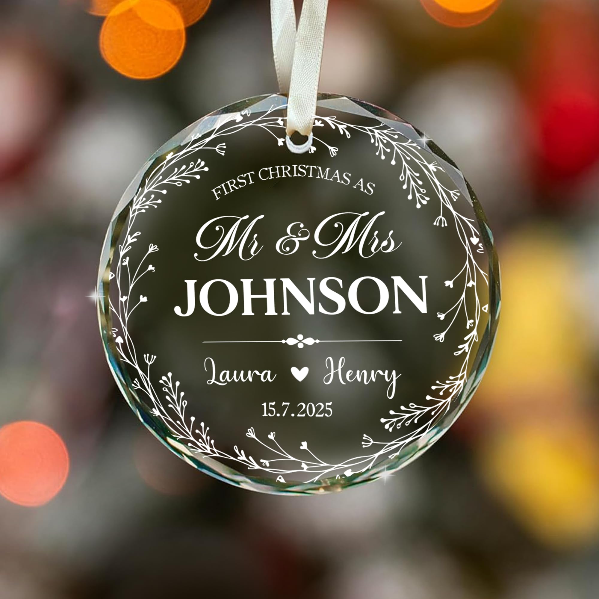 Fastpeace First Christmas Married Ornament 2025 Custom Photo Name Date - Mr and Mrs Personalized Wedding Ornament Gift for Newly