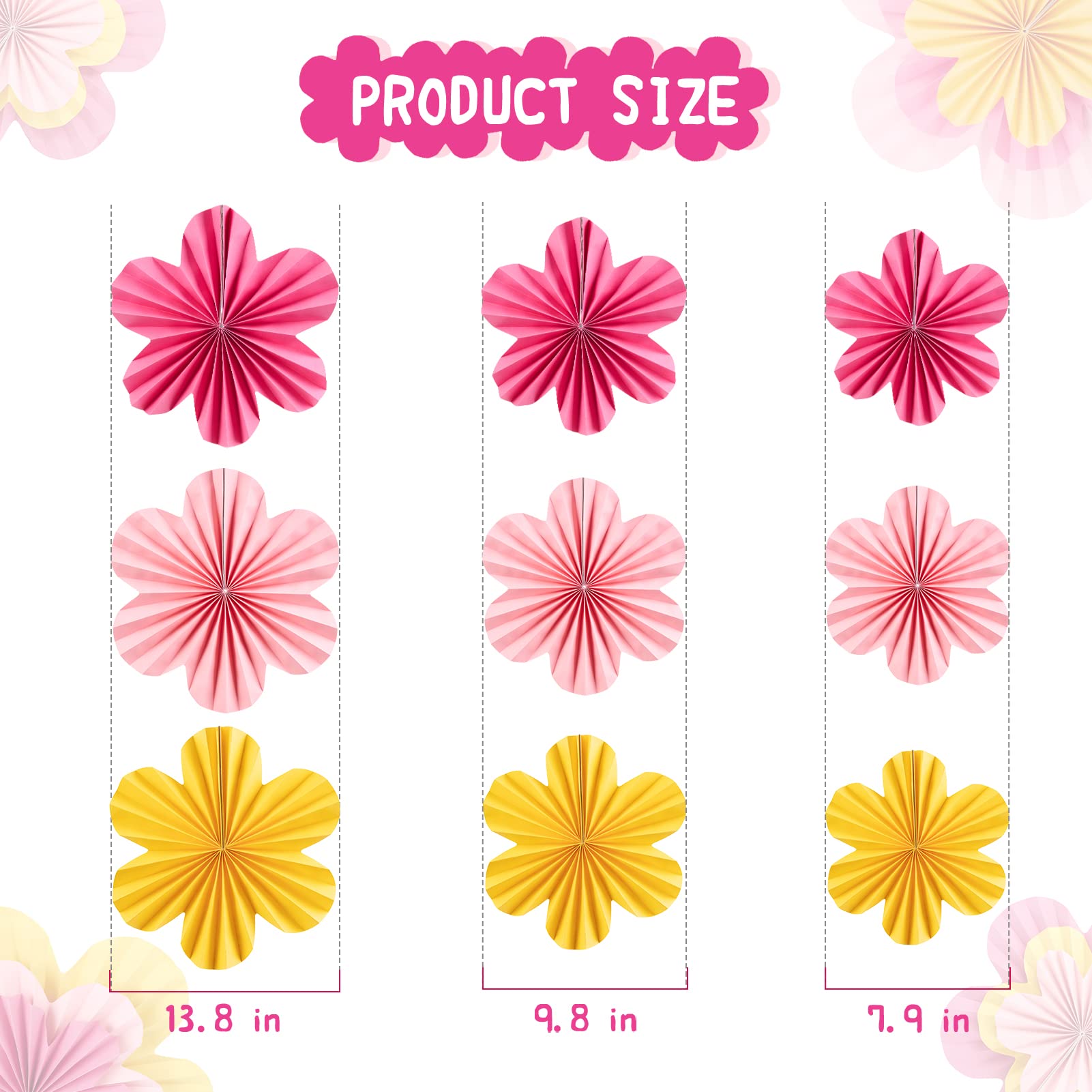 Easy Joy Paper Flowers Decorations For Wall Paper Fans Classroom Decoration Paper Floral Backdrop Decor Paper Fans Decoration Ha