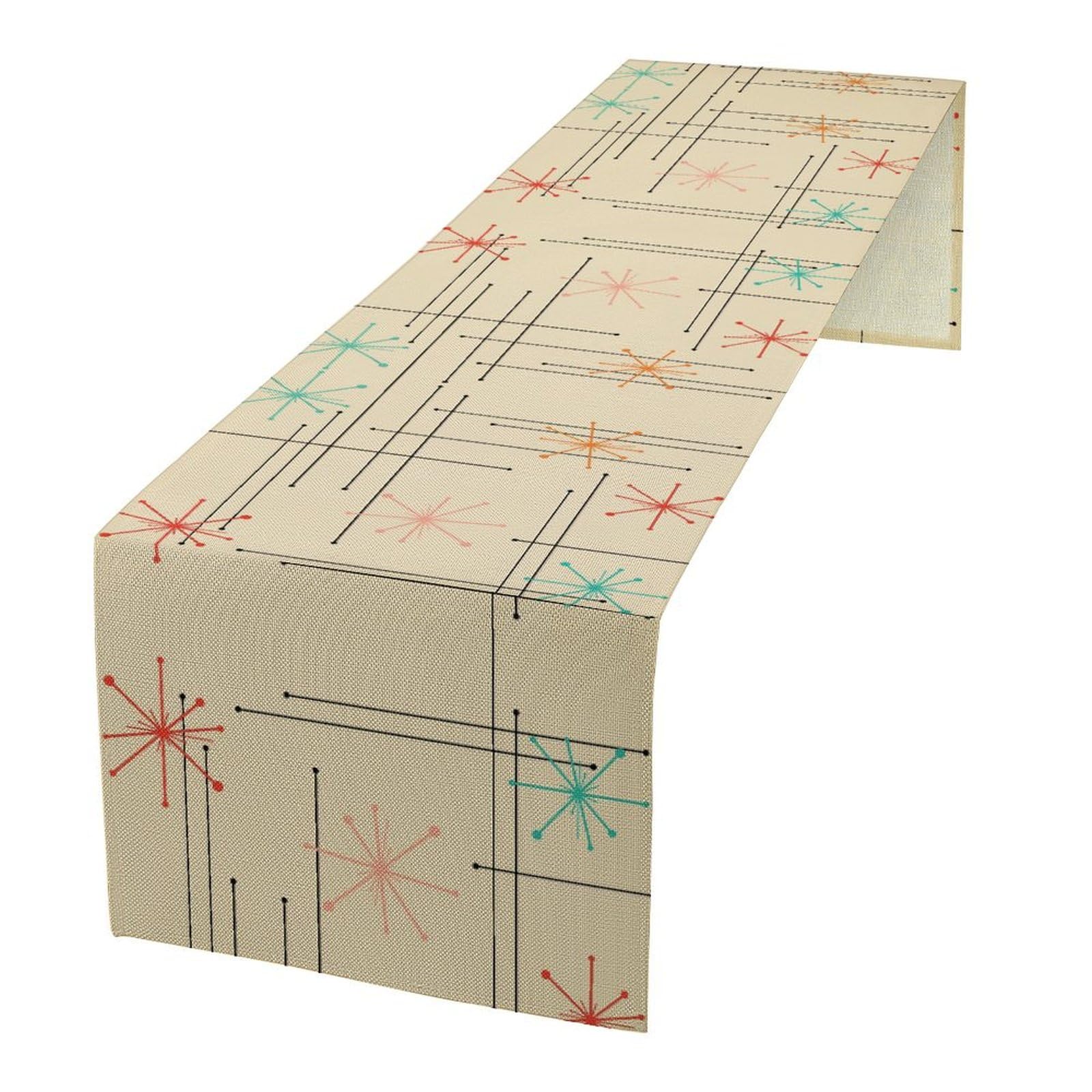 FengMingRui Mid Century Table Runne Retro Abstract Geometric Modern Diamond Atomic Star 1950S 1960S Coffee Table Decoration for 