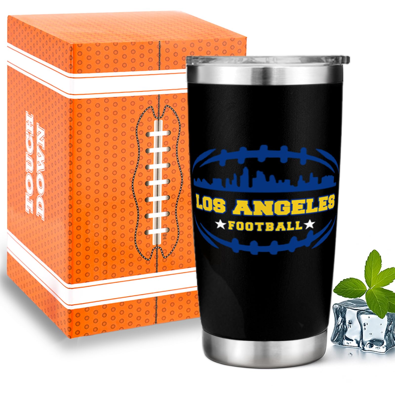 Football Fan 20 Oz Insulated Travel Coffee Cup Mug Tumbler with Lid Los Angele Themed Merch Shop Men Women Sport Stuff Gear Appa