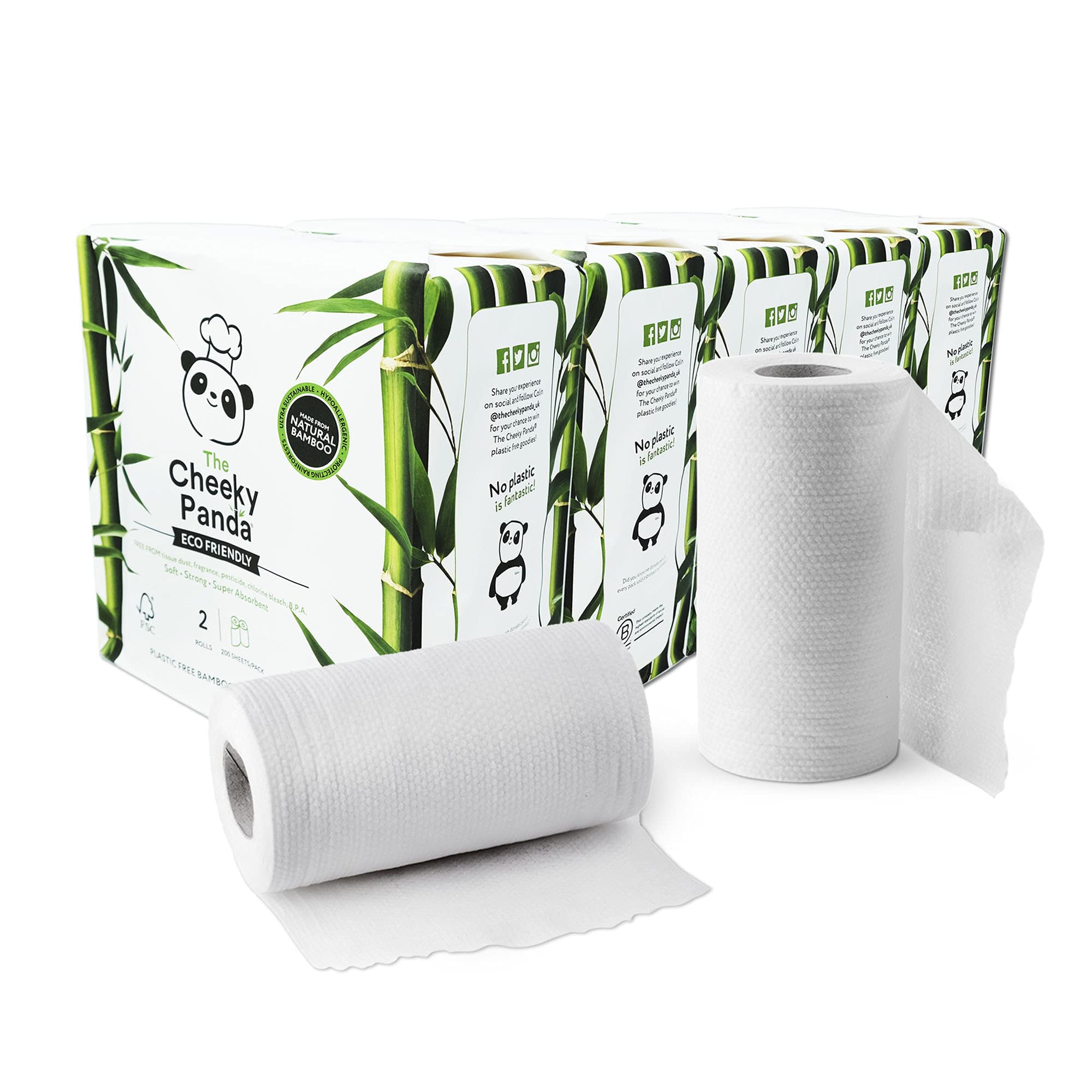 The Cheeky Panda - Bamboo Paper Towels Bulk | 10 X 100 Sheet Paper Towels Rolls | 1000 X 2 Ply Paper Towel Sheets | Strong And S