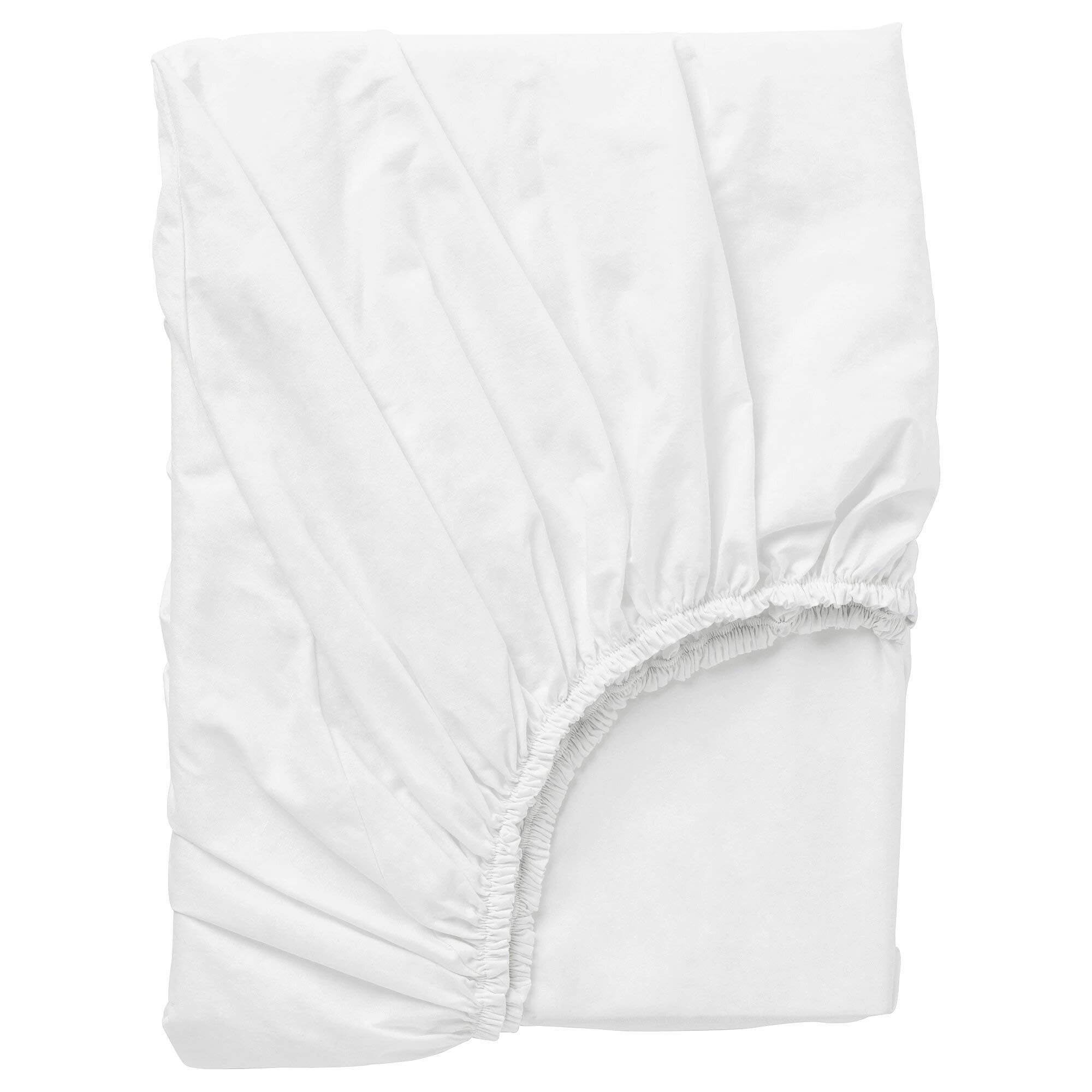Ikea Aerglo Fitted Cotton Bed Sheet (DVALA White, 180x200 cm , 71x79 inch)