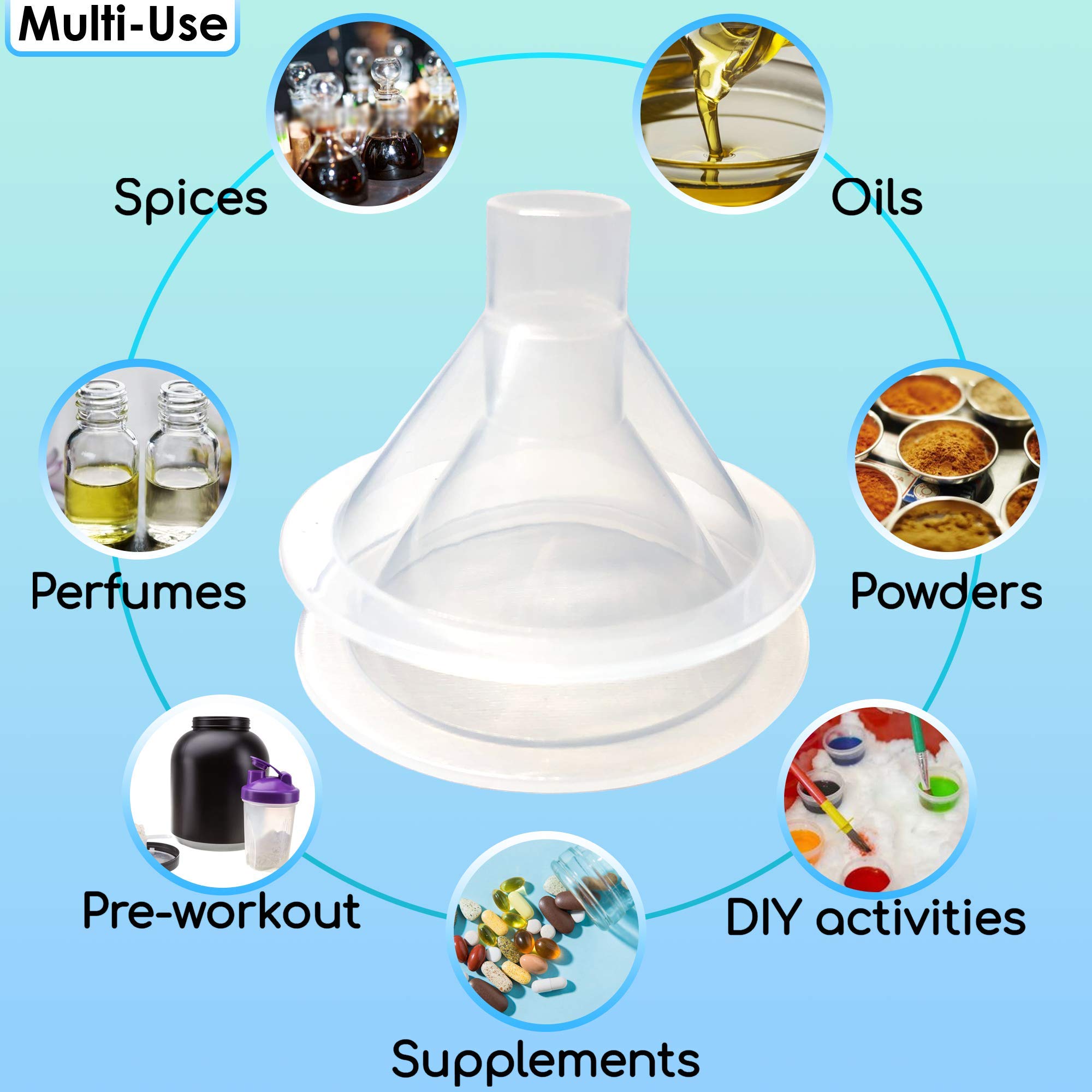Mini Plastic Funnel For Filling Bottles | 1/2 Inch Spout (2 Pack)