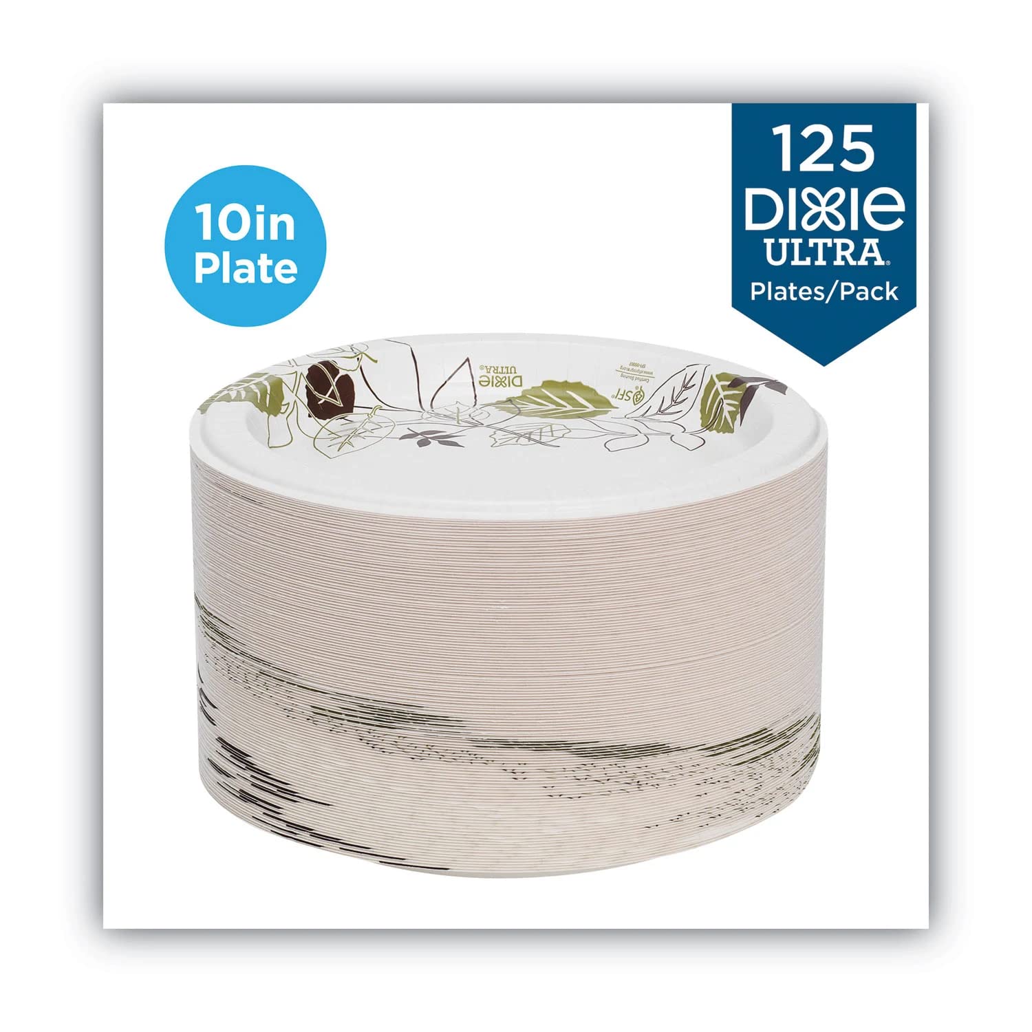 Wholesale Case Of 10 - Dixie Foods Pathway Heavyweight Paper Plates-Plates, Extra Heavy Weight, 10'', 125.Pk, Pathways/White