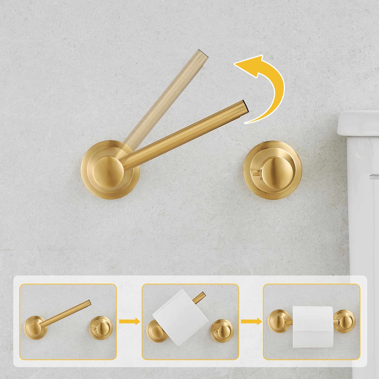 Besy Wall Mounted Toilet Paper Roll Holder Rustproof Toilet Tissue Paper Holder Bathroom Flexible Pivoting Tissue Handle Toilet