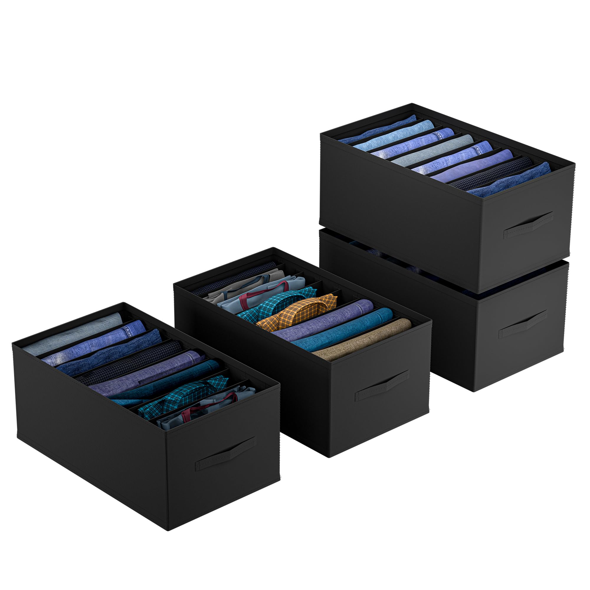 Kuber Industries (Pack Of 4) Wardrobe Organizer | Dress Drawer Organizer | 9 Grid Trouser Box | Jeans Bra PantySocks Storage Or
