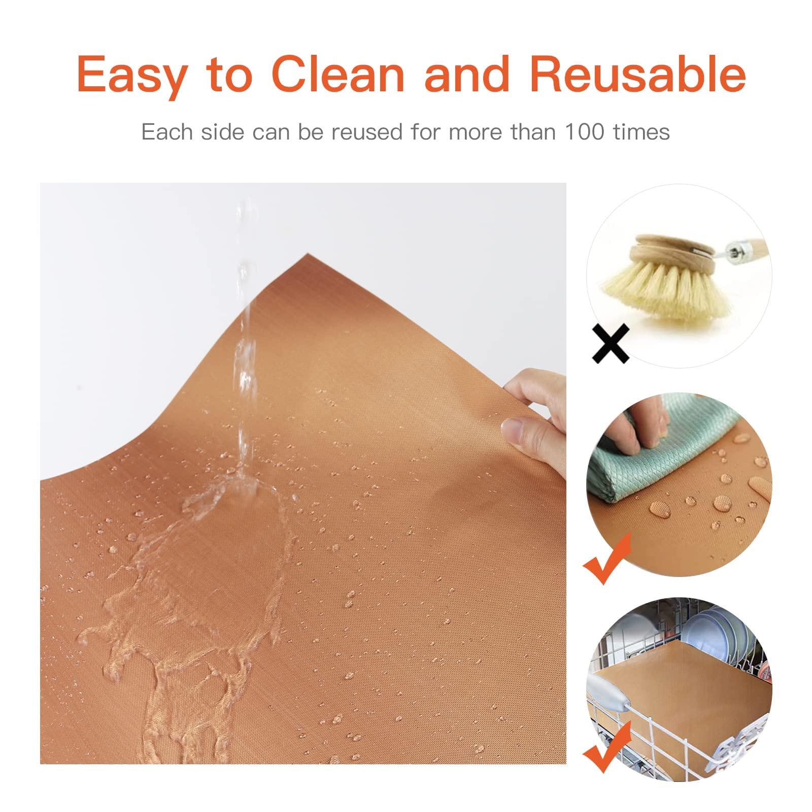 Skybd Copper Grill Mats (Set Of 6), 100% Non-Stick Bbq Grilling Sheets, Heavy Duty, Reusable, Pfoa Free And Easy To Clean - Work