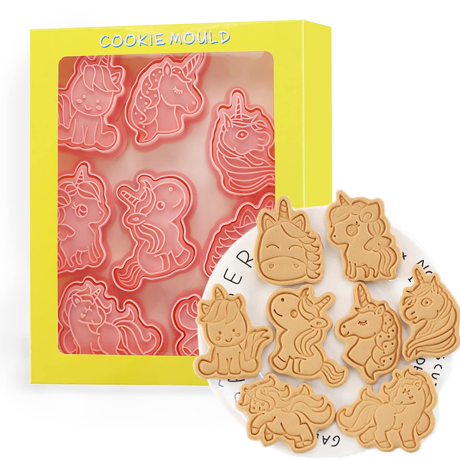 Tuxxzis 8-Pcs Unicorn Cookie Cutters Set 3D Unicorn Cookie Cutters For Baking Unicorn Birthday Party Favors And Supplies