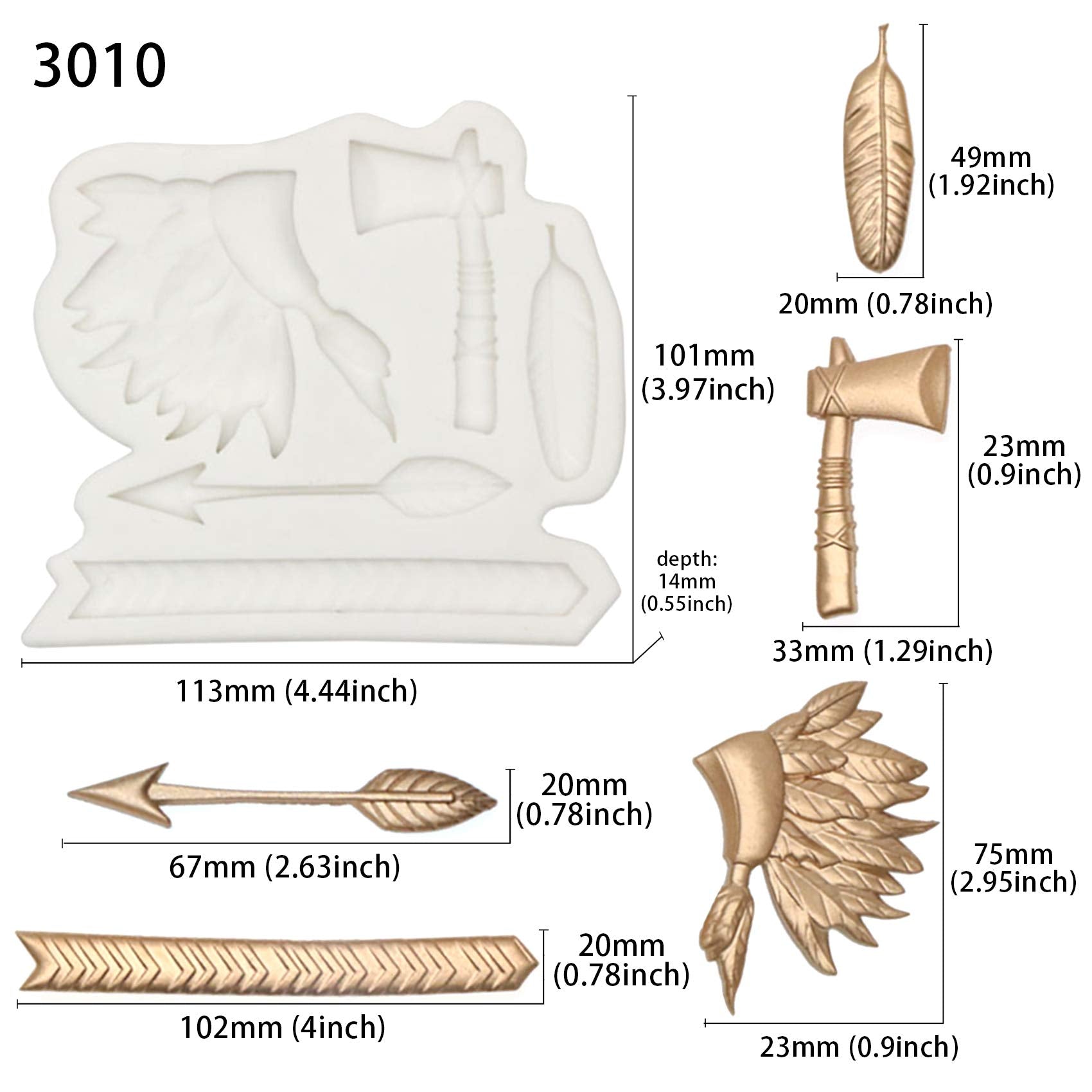 Native American Western Indians Fondant Silicone Mold Sugarcraft Cake Decorating, Cupcake Topper, Chocolate, Polymer Clay
