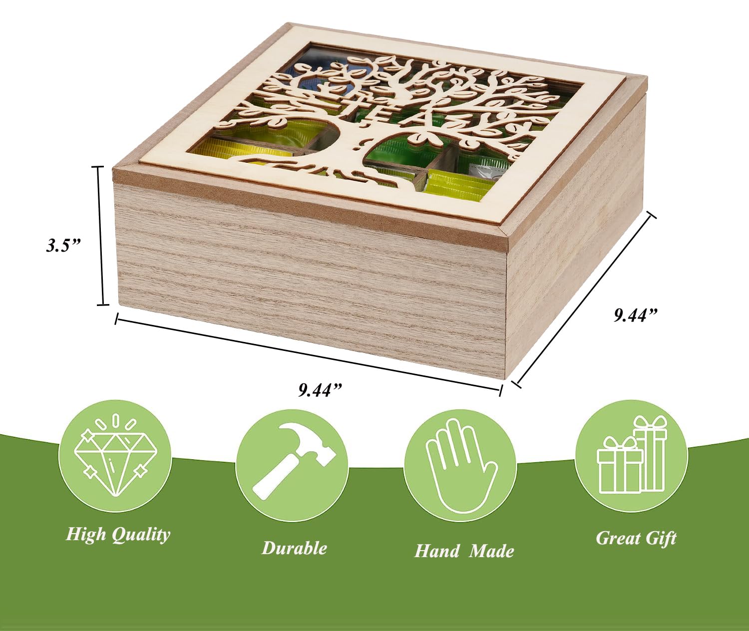 Handrong Tea Box Organizer Tea Organizer For Tea Bags Tea Bag Holder Wood Tea Holder For Tea Bags Organizer Tea Storage Organize