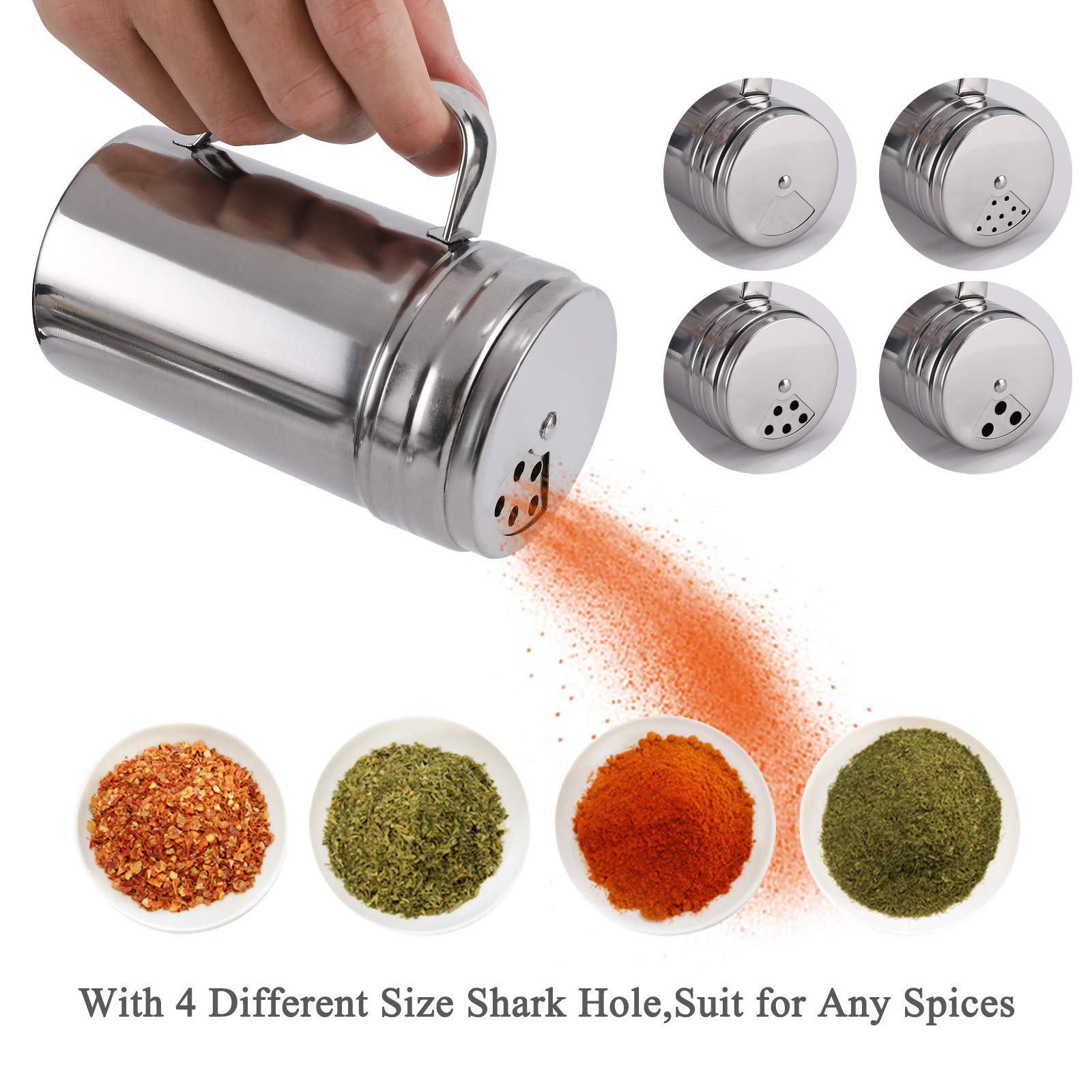 Accmor 13Oz Salt And Pepper Shakers With Adjustable Pour Holes, Stainless Steel Dredge Shaker, Seasoning Spice Shakers For Salt