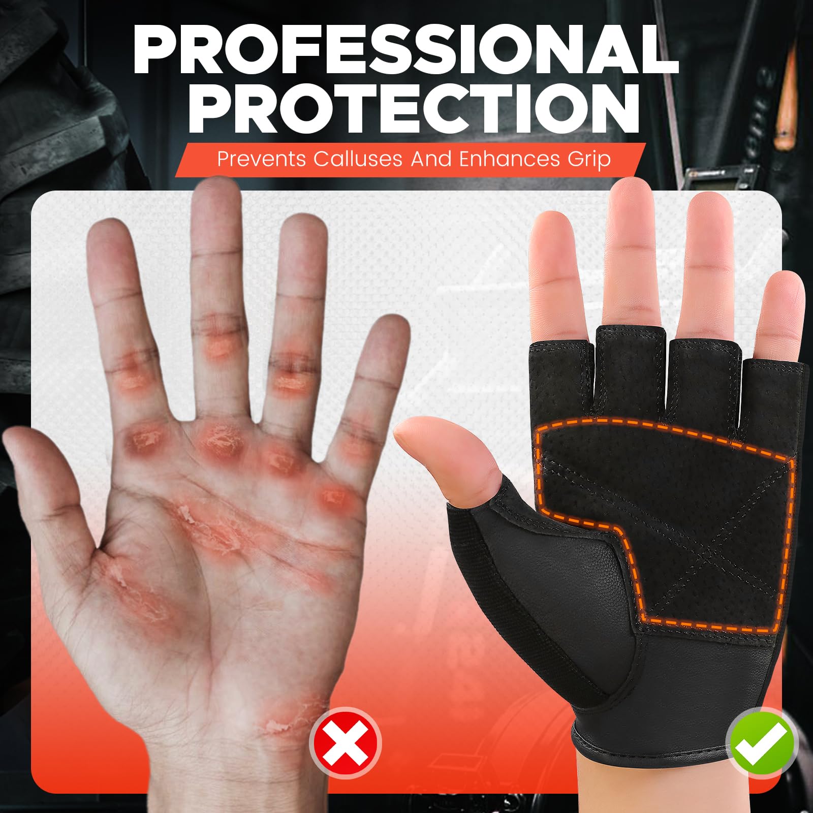 Beace Weight Lifting Gym Gloves With Breathable Leather Palm For Workout Exercise Training Fitness And Bodybuilding For Men  Wom