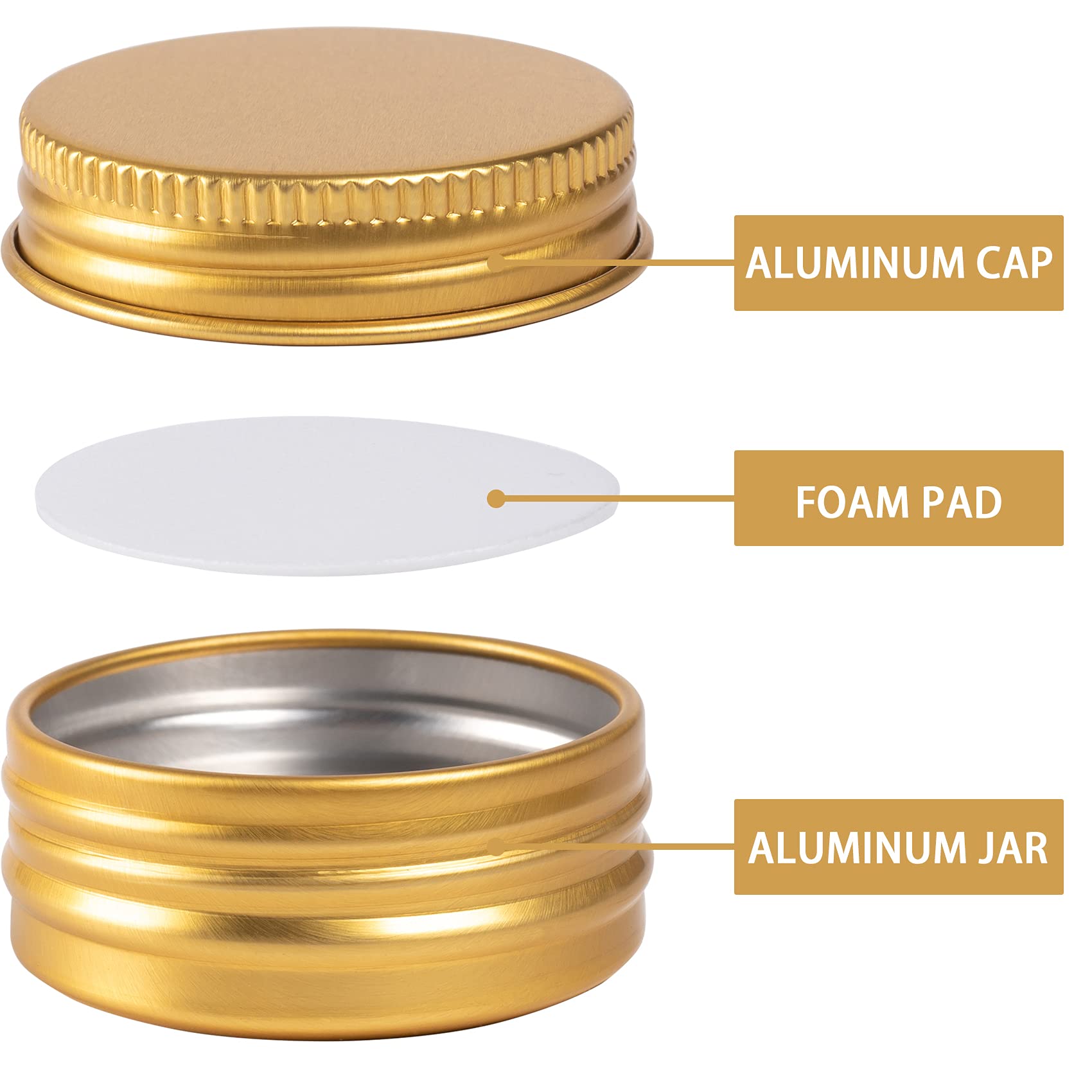 0.5 Oz Screw Top Aluminum Tin Jar With Screw Lid And Blank Labels (Gold - Pack Of 32)