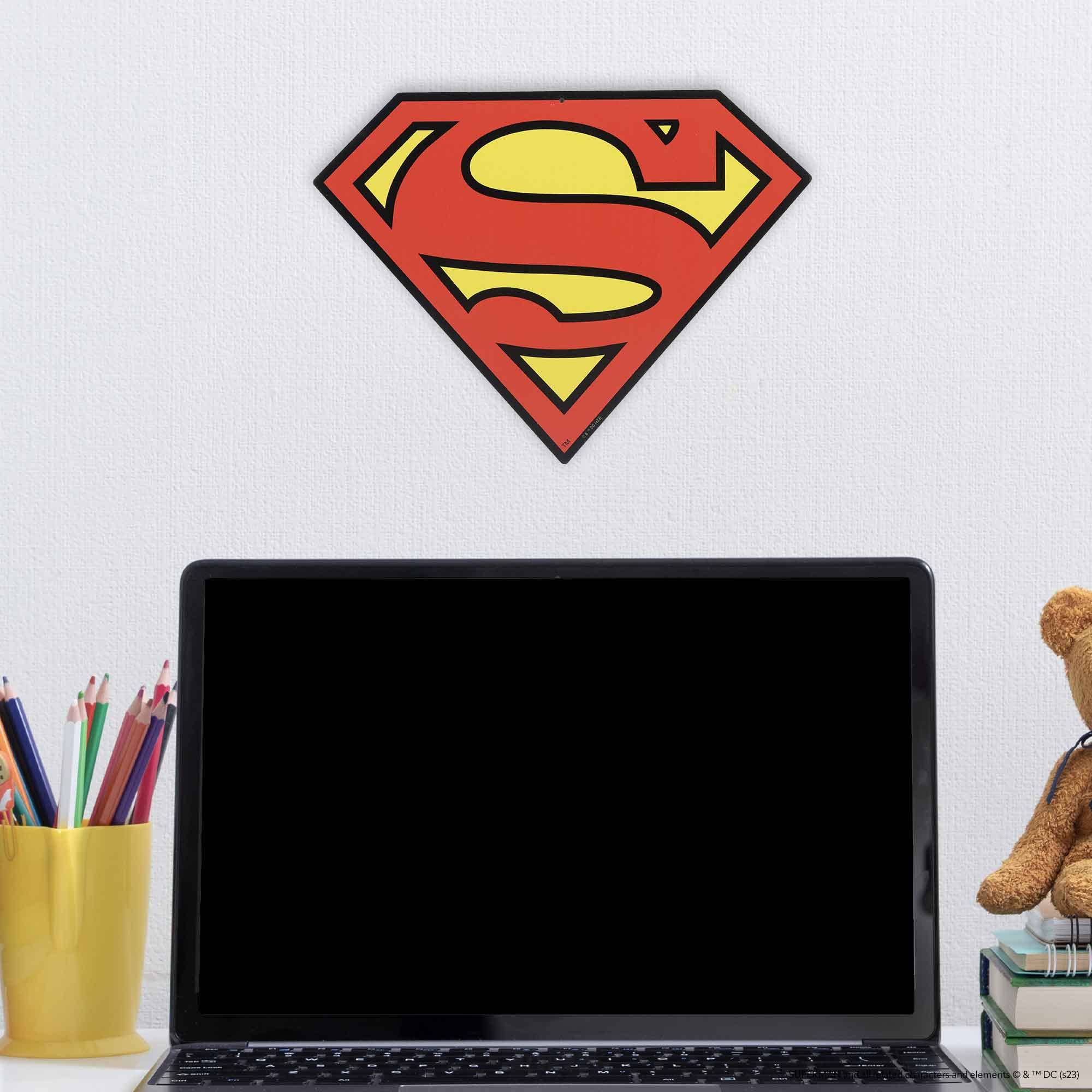 Dc Comics Superman Logo Metal Sign - Fun Superman Wall Art For Man Cave, Bedroom Or Movie Room