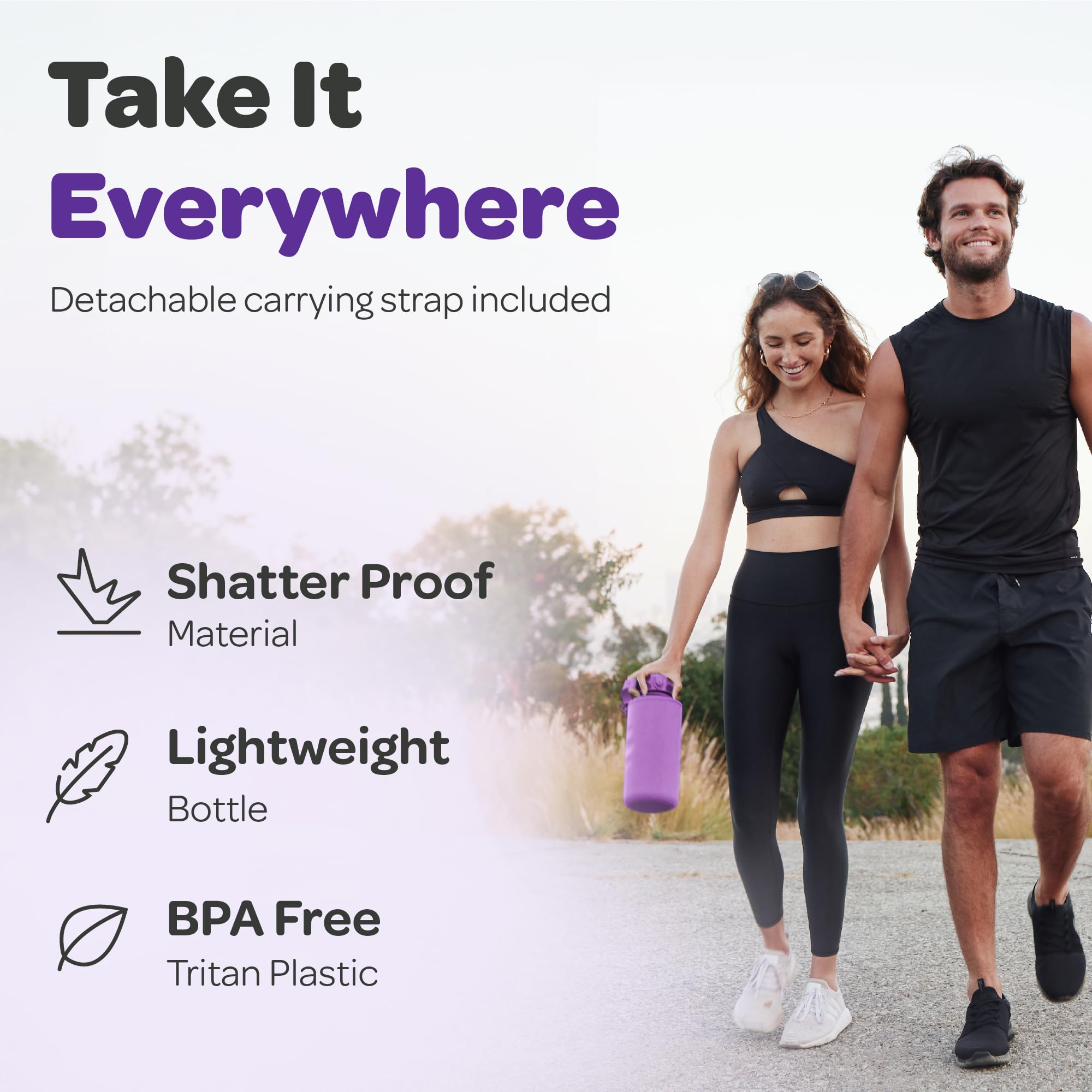 Hydracy 2L Large Water Bottle, 100% Bpa Free Tritan Plastic, Leakproof, Zero Condensation, Motivational Timeline, Safe, Non-Toxi