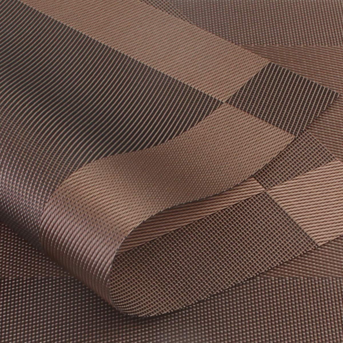 Dachui Placemats Set Of 6, Stylish Woven Place Mats For Dining Table, Washable & Durable Pvc Table Mats (Black Brown)