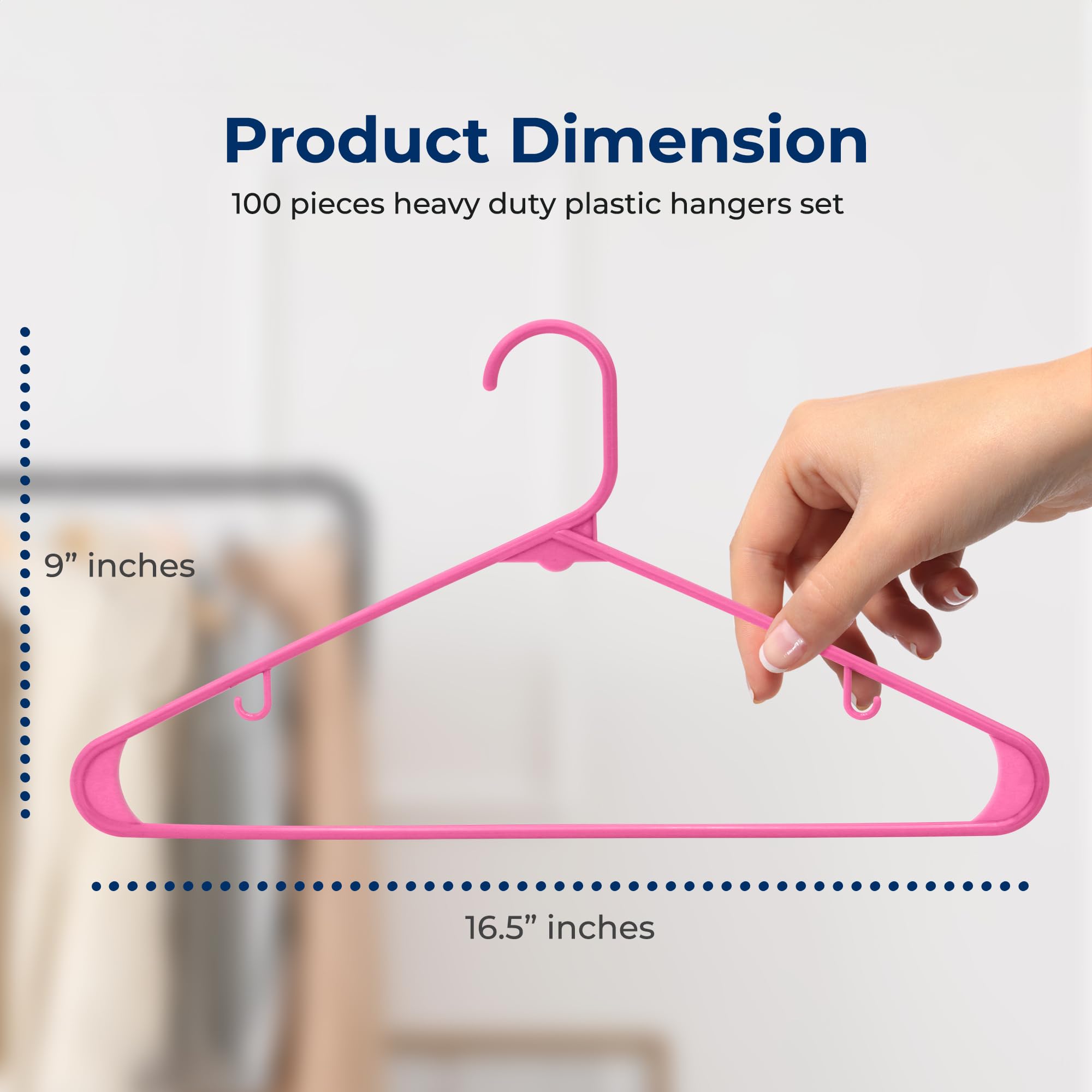 Serenelife 100 Pieces Plastic Hangers - Space Saving, Heavy Duty, Slim, Clothes Hanger Set, Ideal For Laundy/Daily Use, Can Hold