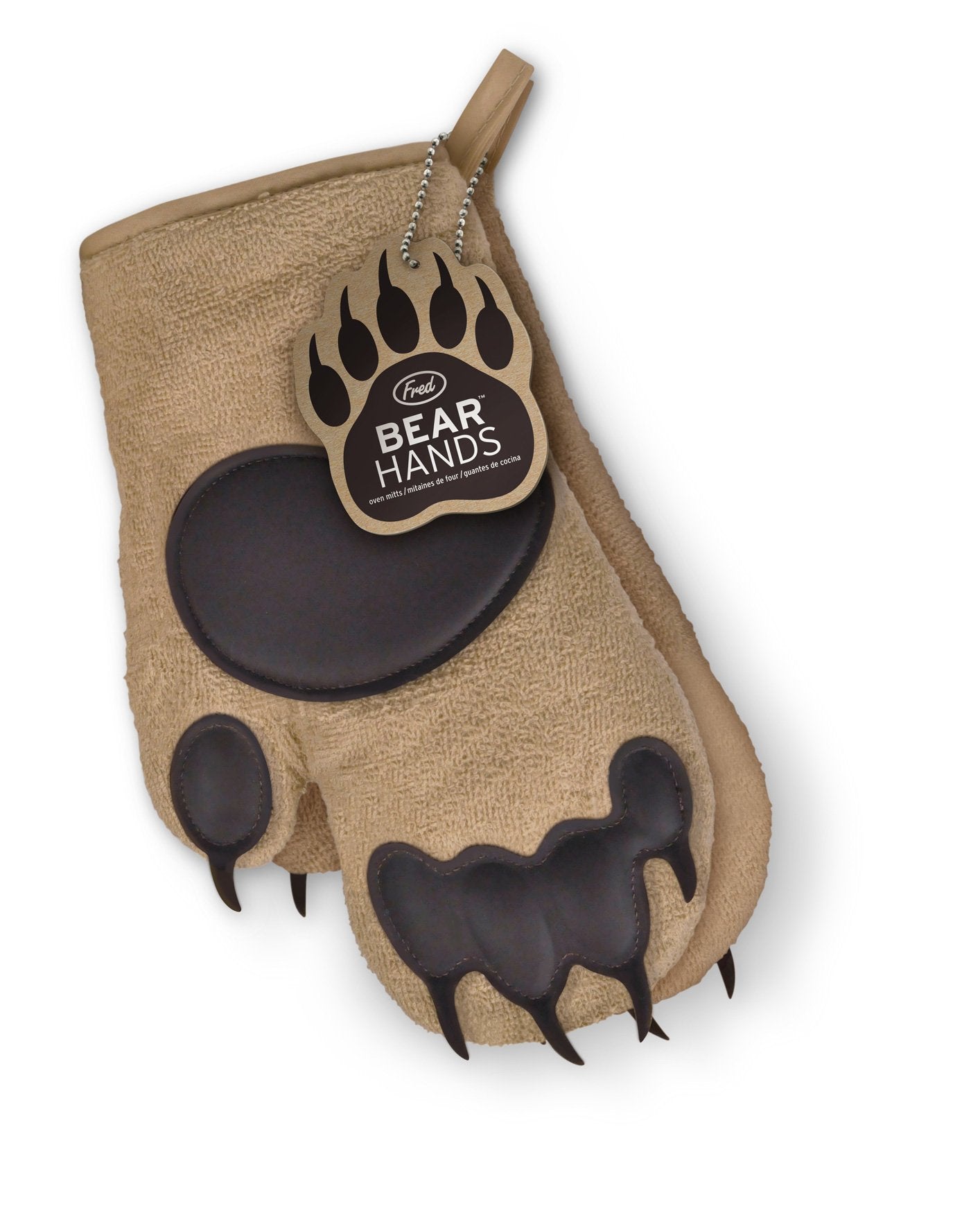 Genuine Fred Bear Hands Oven Mitts - Quality Cotton With Heat Resistant Silicone - Fun & Function Kitchen Gadgets - Funny White