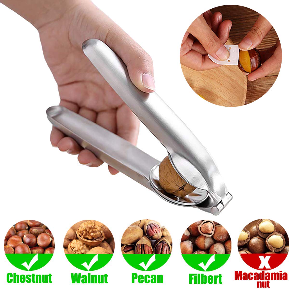Artcome Nut Cracker Chestnut Clip Walnut Almonds Hazelnuts Pliers Metal Nut Opener Plier Multifunctional Chestnut Opener With 2