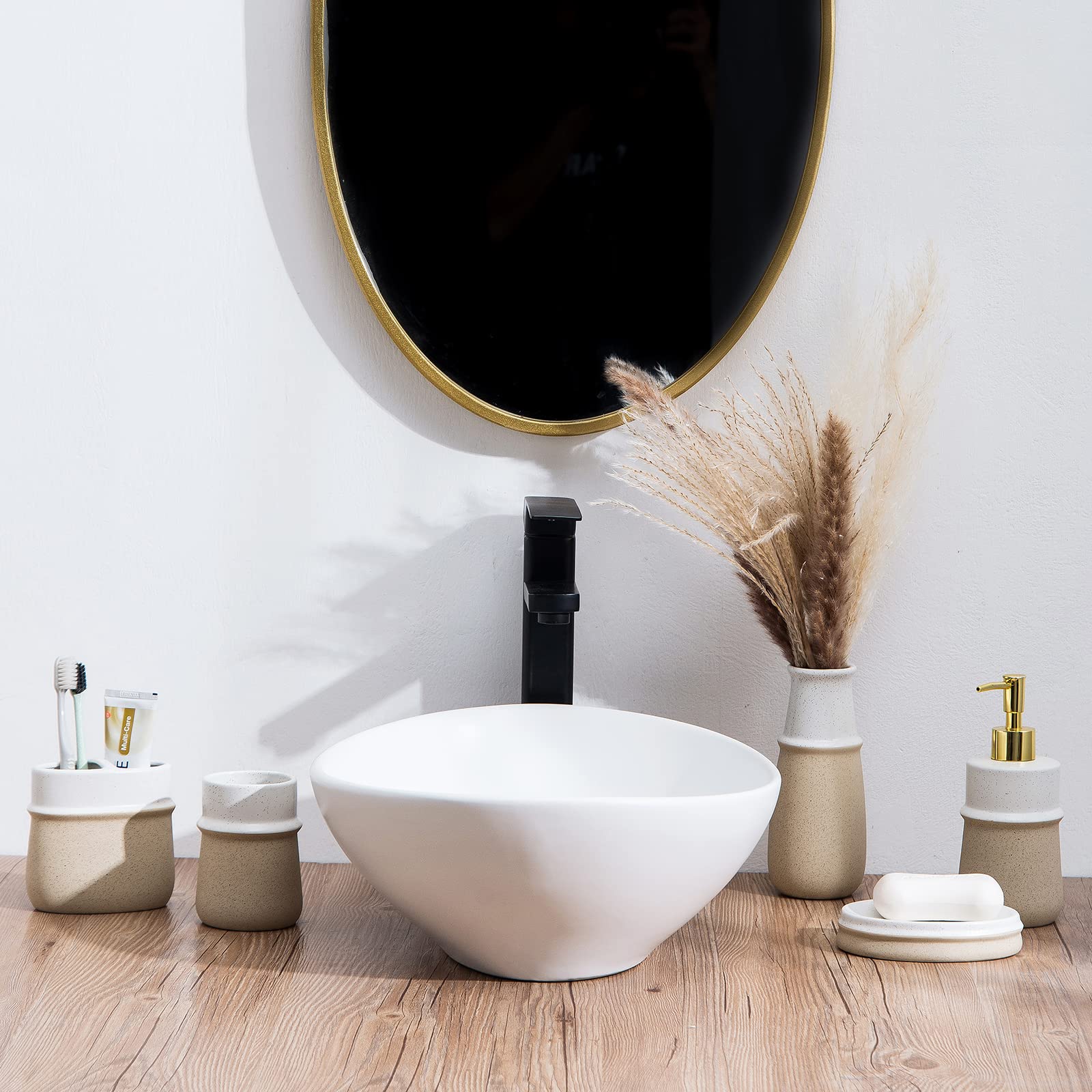 Bathroom Accessories Set,Farmhouse Bathroom Decor,4 Pcs Ceramic Gift Set Apartment Necessities, Contain Toothbrush Cup,Soap Disp