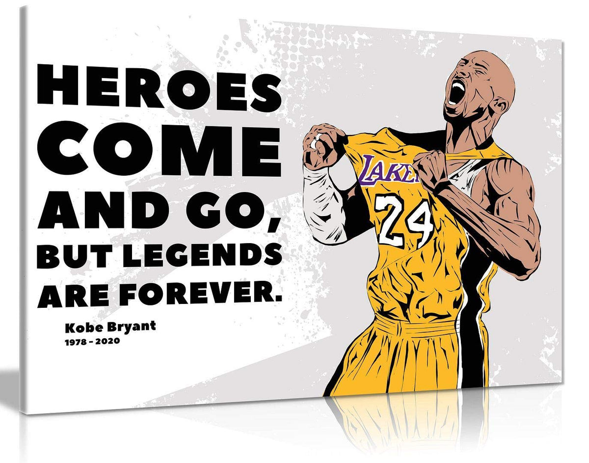 Kobe Bryant Quote Basketball Inspirational Motivational Canvas Wall Art Picture Print Home Decor (18X12In)