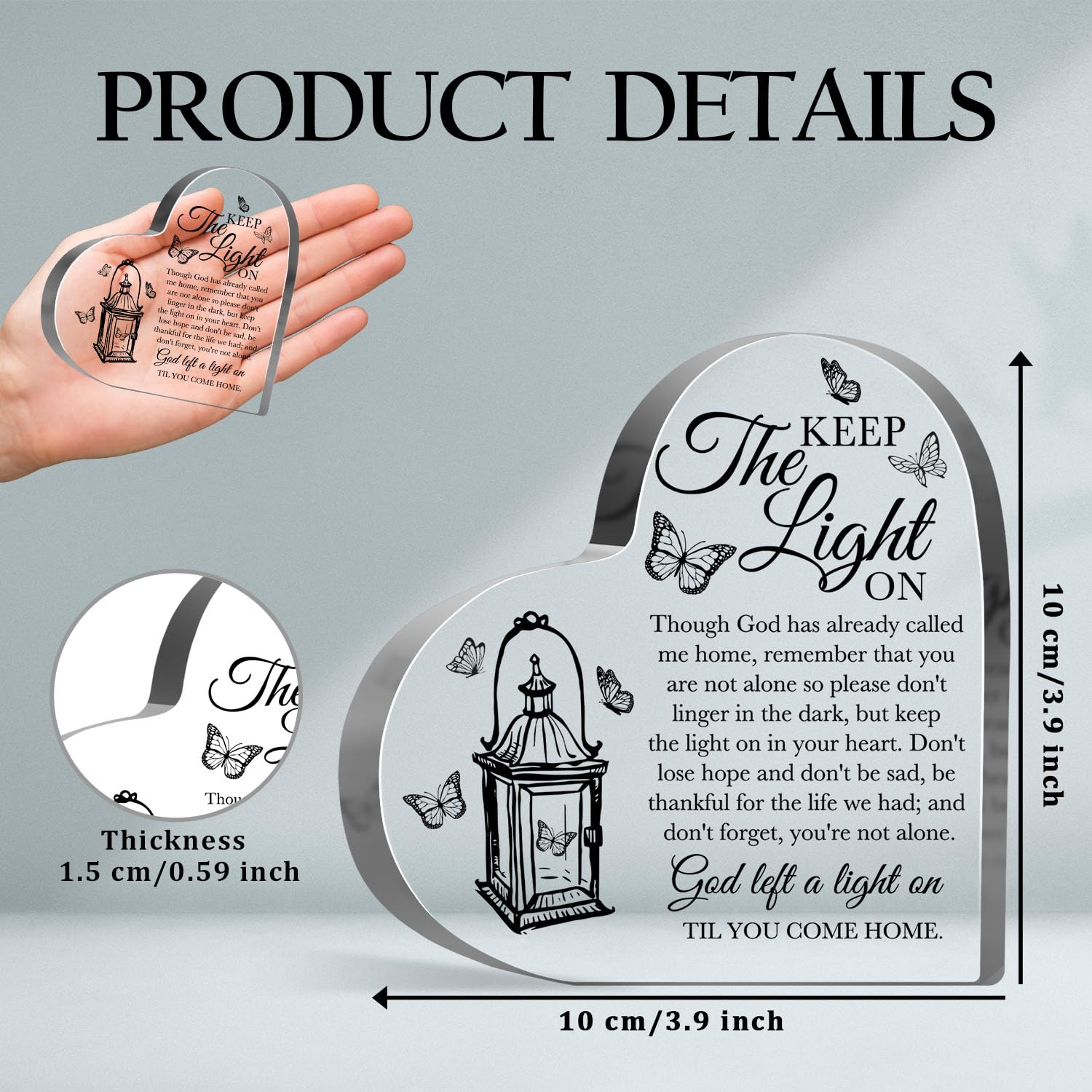 Memorial Ornament Gifts for Loss of One, Loss of Loved One Acrylic Keepsake, Lighthouse Decoration Heart-shaped Acrylic Sign, Re