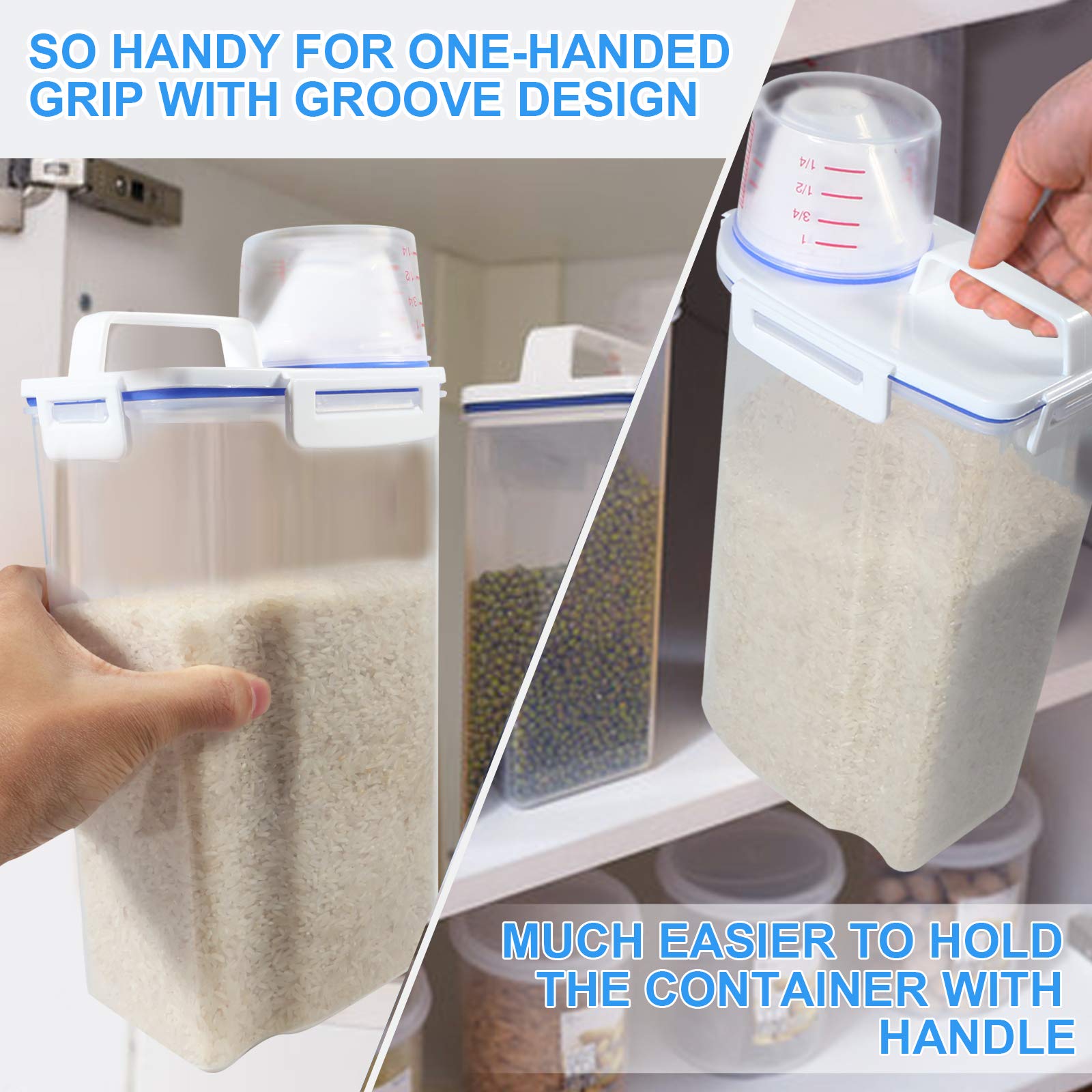 Tbmax Small Rice Storage Container -5 Lbs Cereal Dispenser With Measuring Cup, Airtight Dry Food Container Bin For Kitchen Pantr