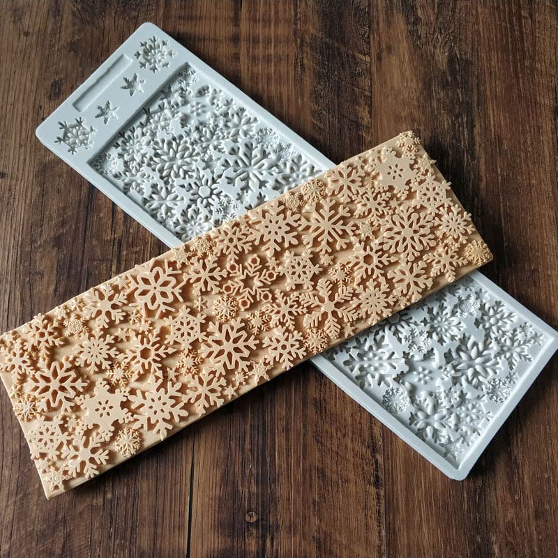 Cestony 3D Snowflake Embossing Mat Silicone Molds For Diy Cake Fondant Biscuit Cookies Soap Sugar Pudding Chocolate Hard Candies