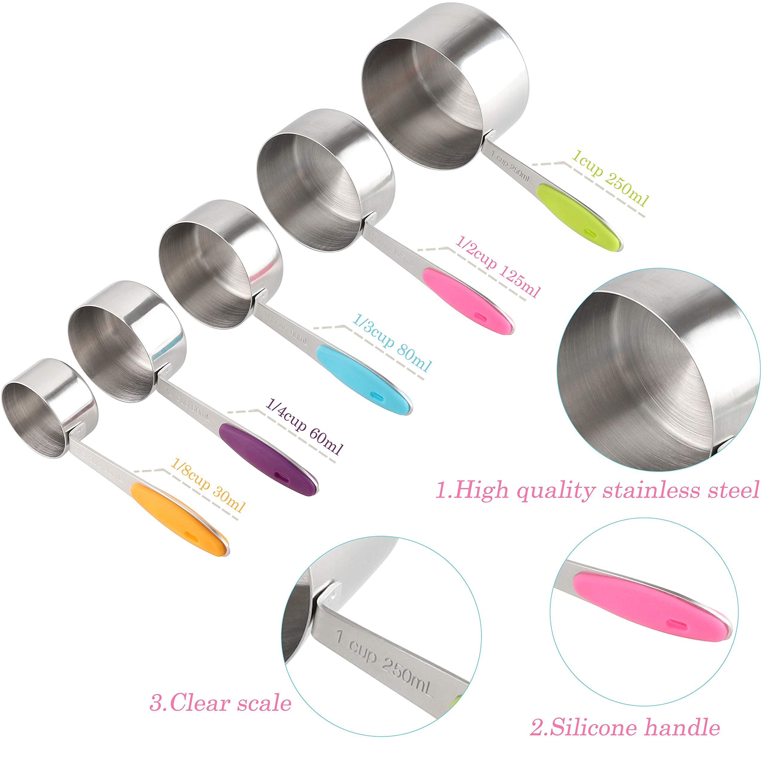 Measuring Cups And Spoons Set Stainless Steel Includes 5 Measuring Cups 5 Measuring Spoons And 5 Mini Measuring Spoon For Dry An