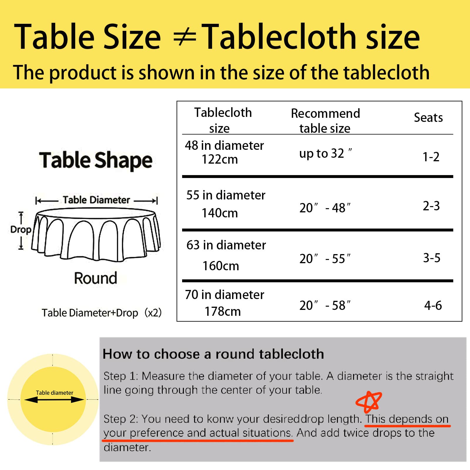 Fhberni Heavy Weight Round Tablecloth  Decorative Solid Color Table Cover  Cotton Linen Table Cloth for Kitchen Dining Home Tabletop Decoration  Cream  Round - 63''