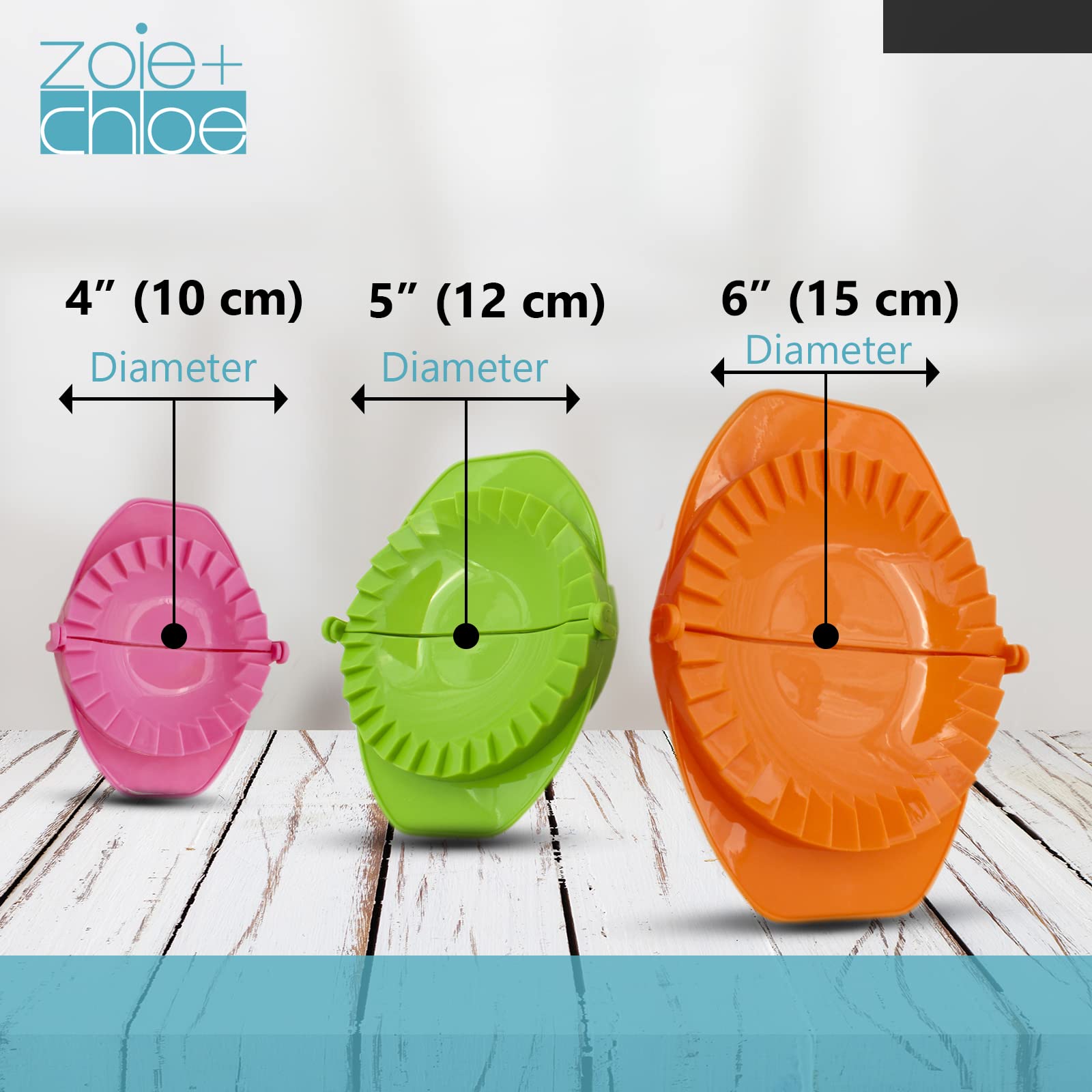 Zoie + Chloe Set Of 3 Dough Press - Plastic Pastry Shaper & Empanada Maker Press With Crimped Crust Edges - Kitchen Tools For Ma
