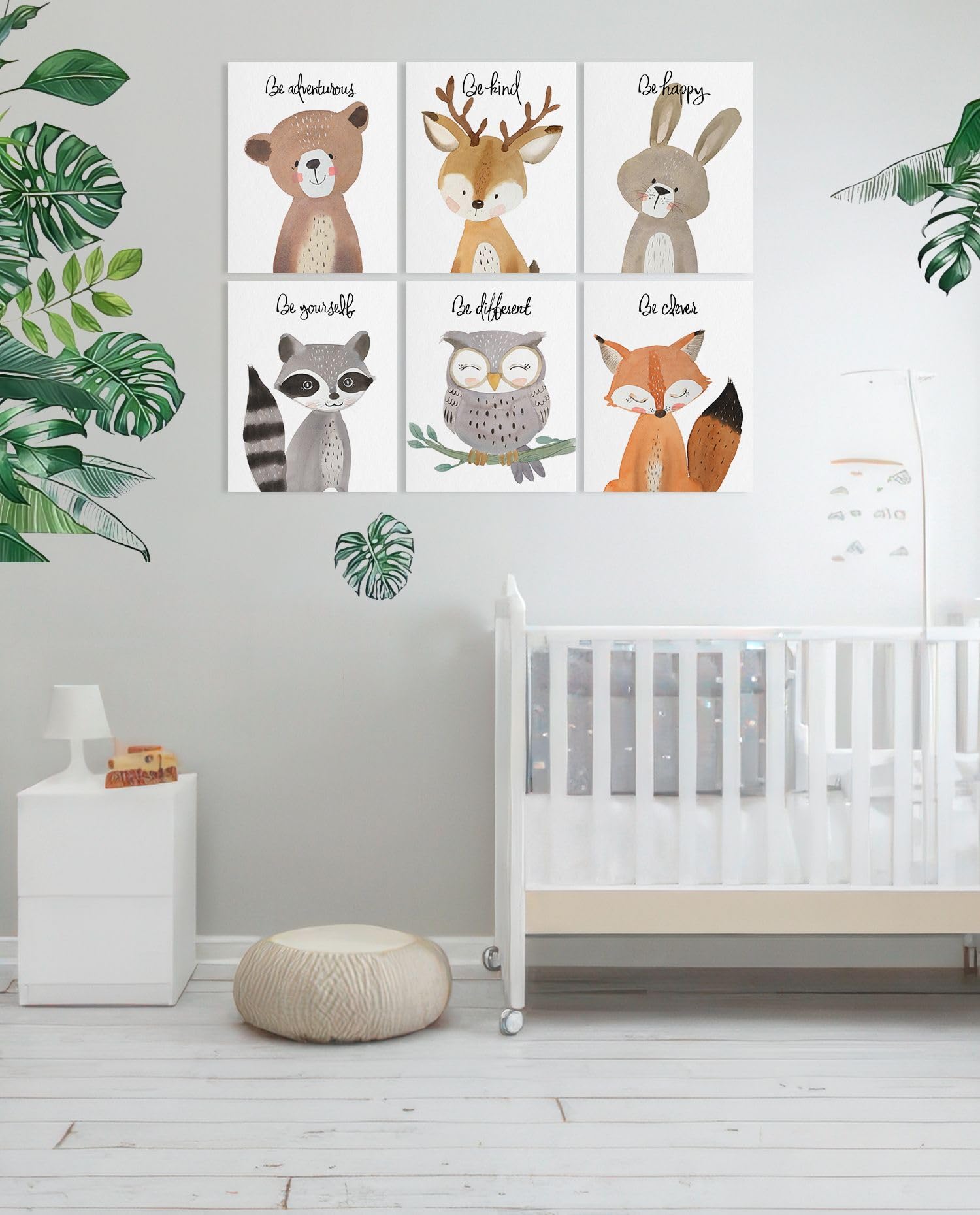 Safari Animal Nursery Wall Decor: Woodland Animal Print For Baby Boy Girl, Framed Inspirational Quotes Kids Wall Art, Jungle Pic