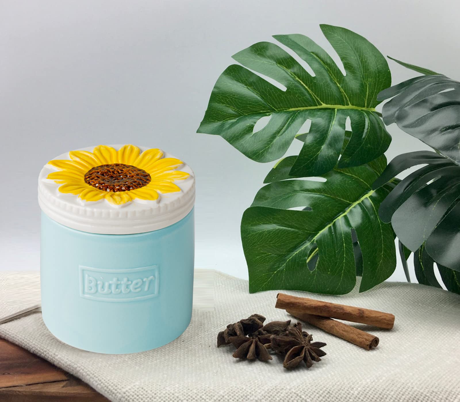 Butter Crock Butter Keeper French Butter Crock Sunflower Blue Butter Saver Blue Butter Keeper Crock With Water Line