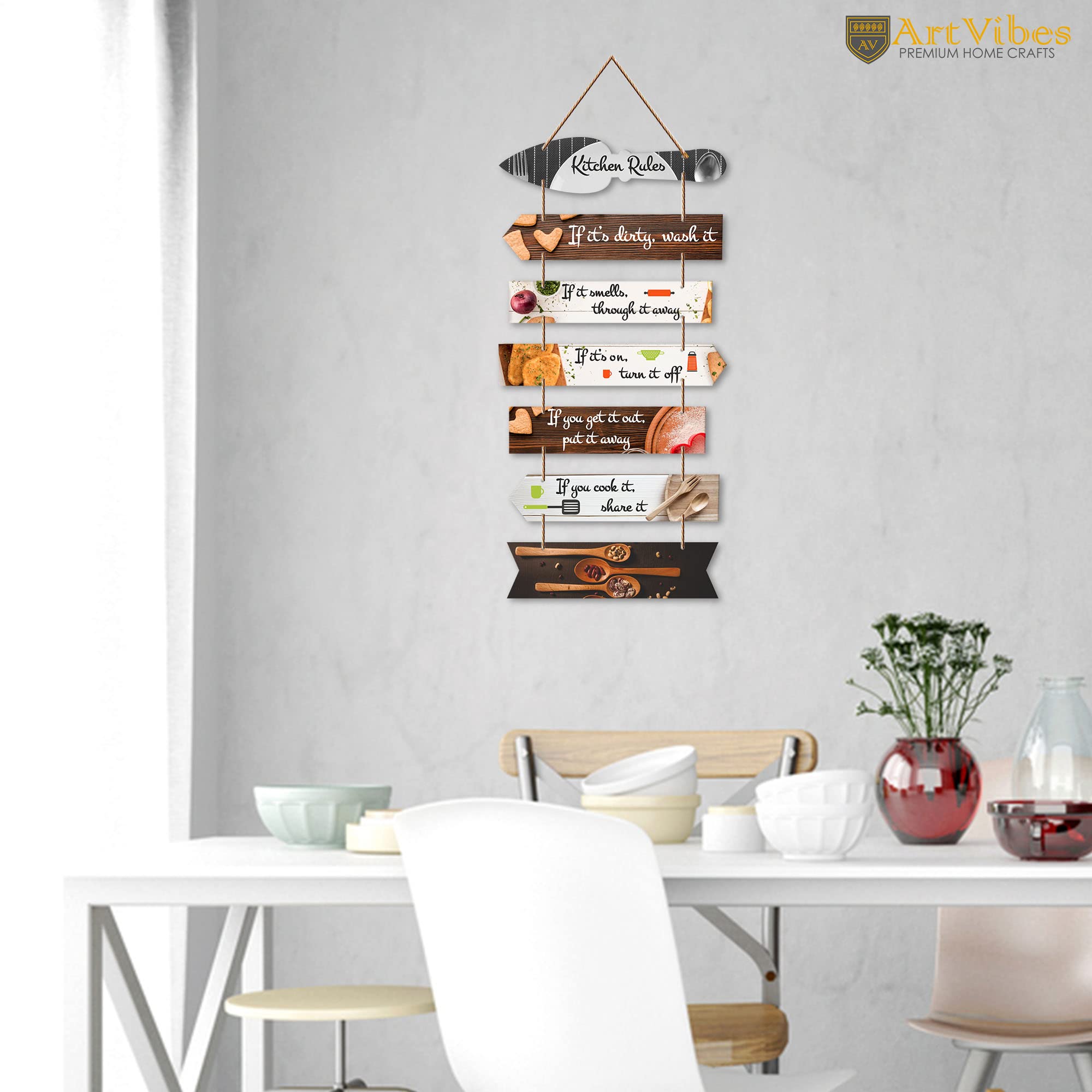 Artvibes Kitchen Quotes Wooden Wall Hanging for Home Decor | Decorative Item for Kitchen | Gifts | MDF Wood Wall Hanger for Deco